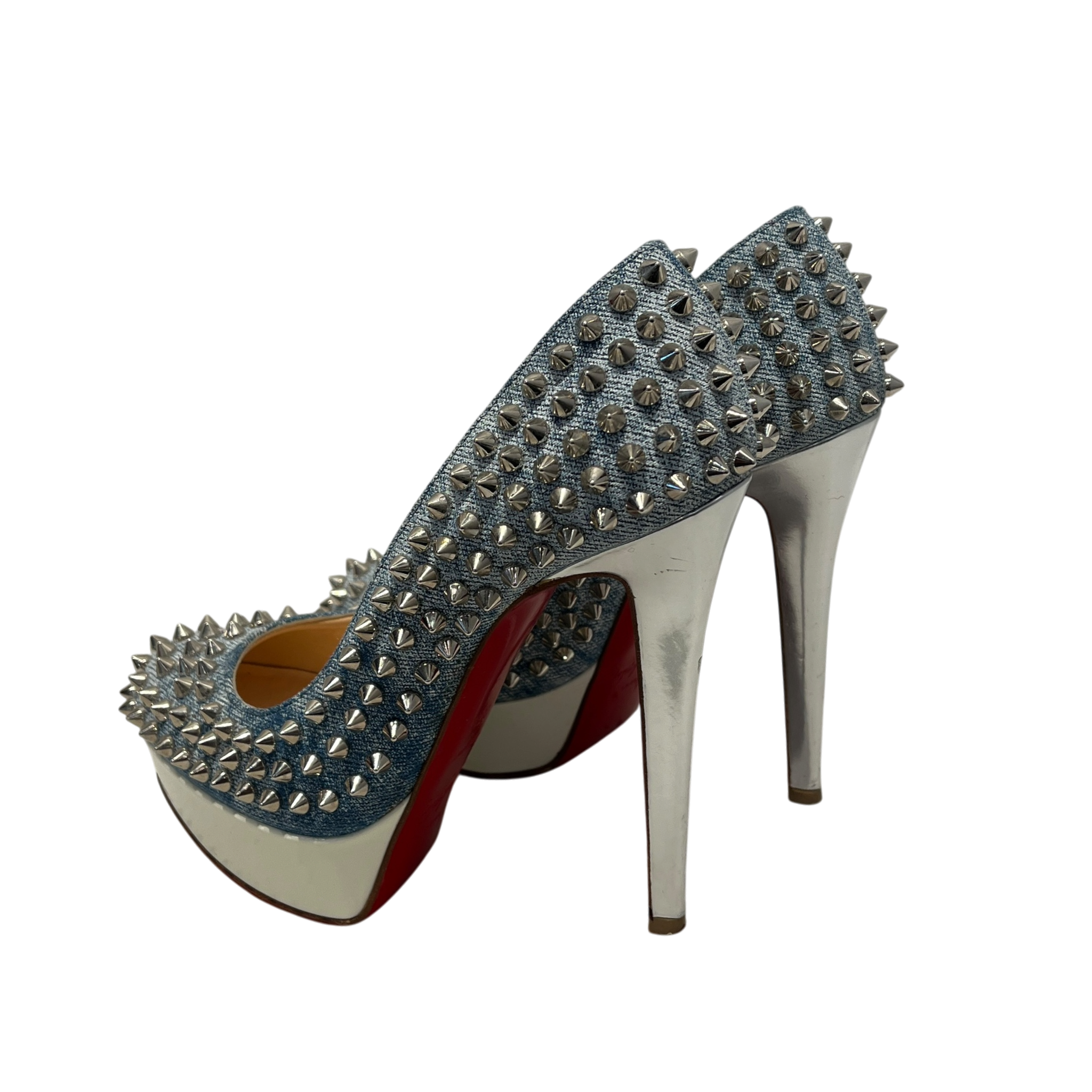 Christian Louboutin/Heels/EU 35.5/Border/Denim/BLU/U-Tip/Denim Blue Bianca Spike Pumps view 2