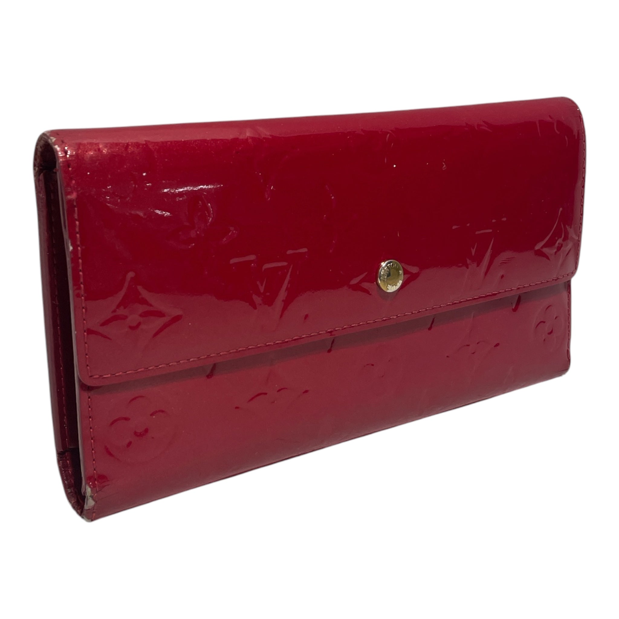 LOUIS VUITTON/Long Wallet/Monogram/Leather/RED/Red vernis wallet view 1