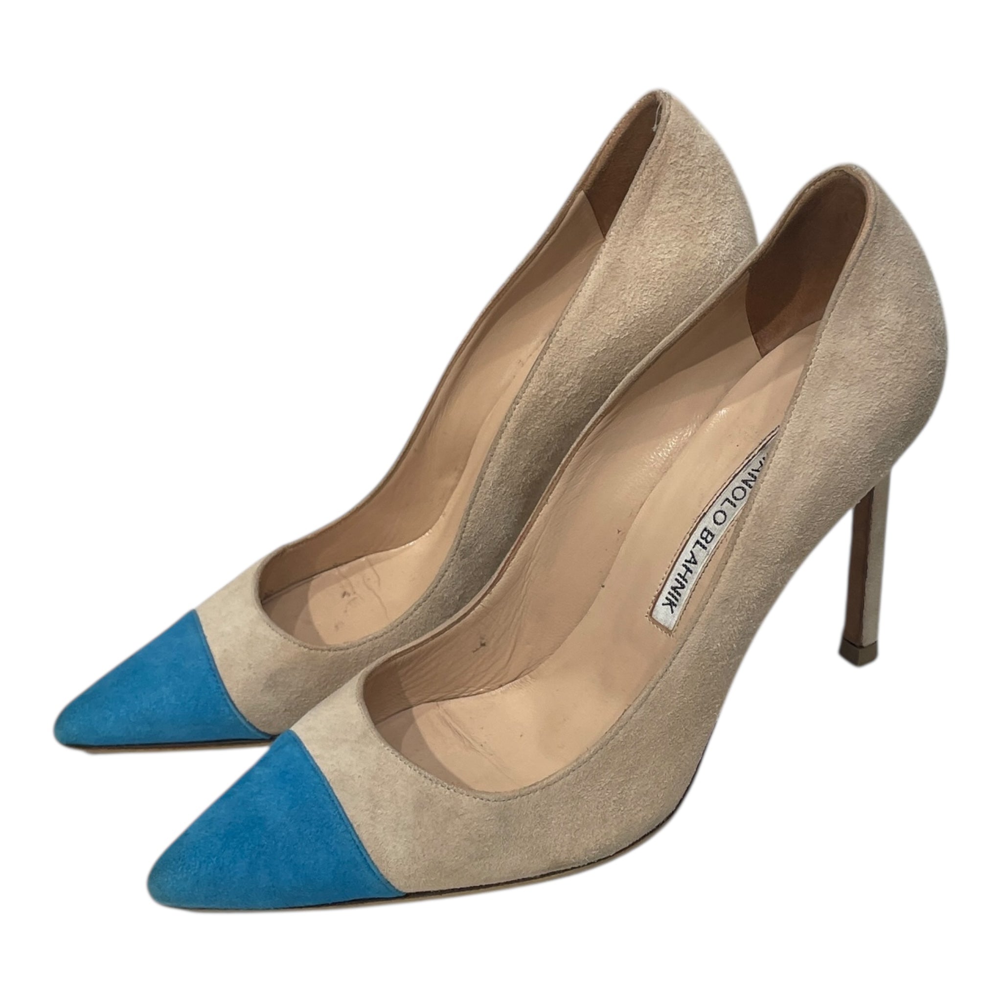 MANOLO BLAHNIK/Heels/EU 36/Suede/CRM/V-Tip/BLU TOE PUMPS view 1