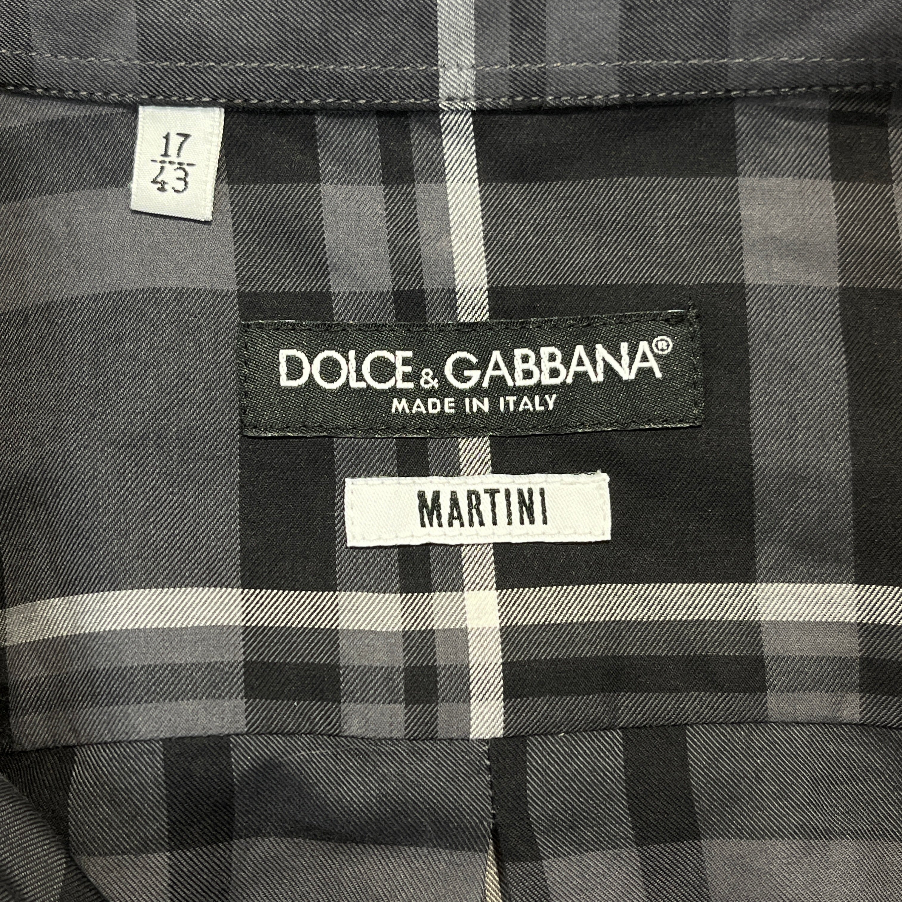 DOLCE&GABBANA/LS Shirt/17/Cotton/GRY/Plaid/Fuzzy hearts on collar view 3