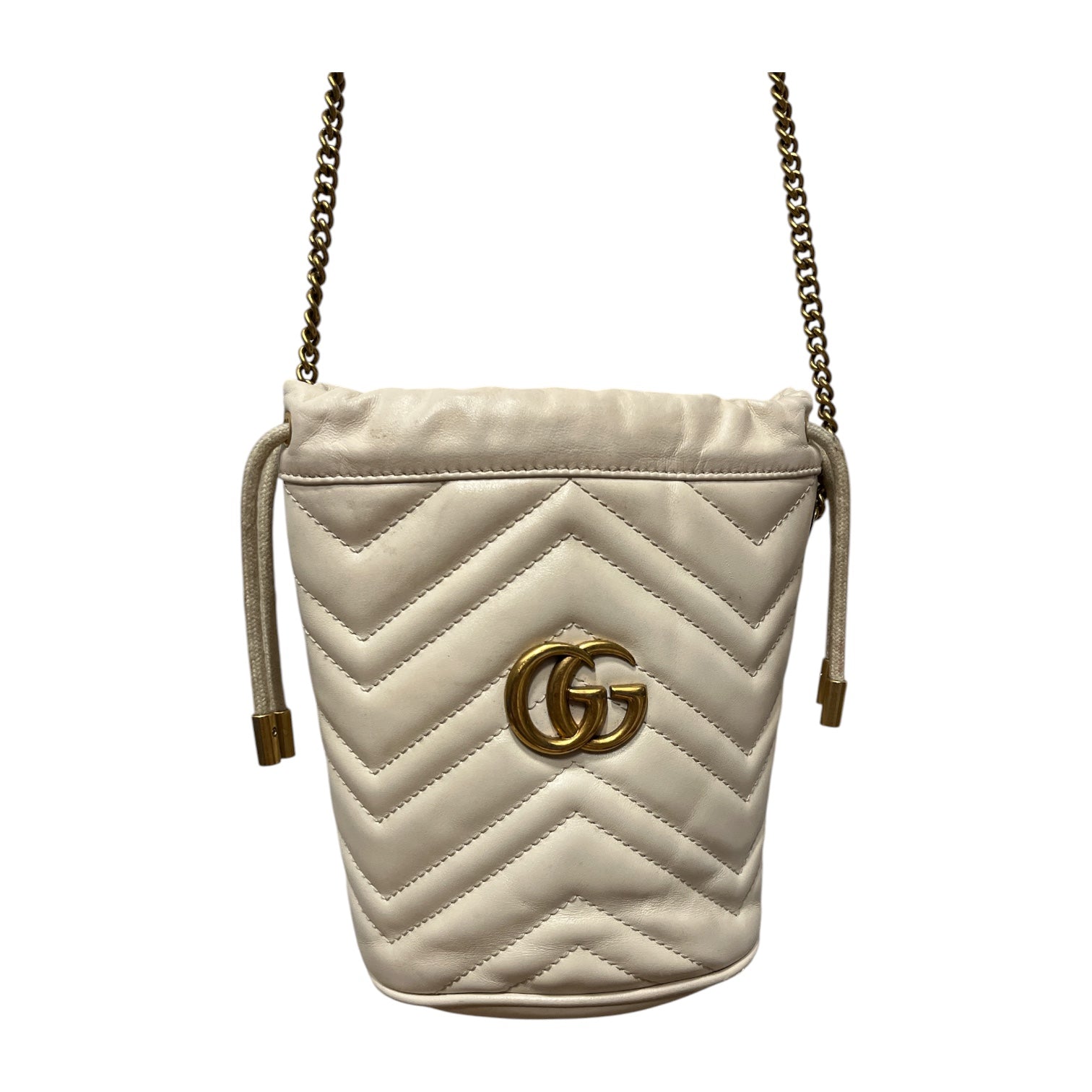 GUCCI/Cross Body Bag/Leather/CRM/mini marmont bucket view 3