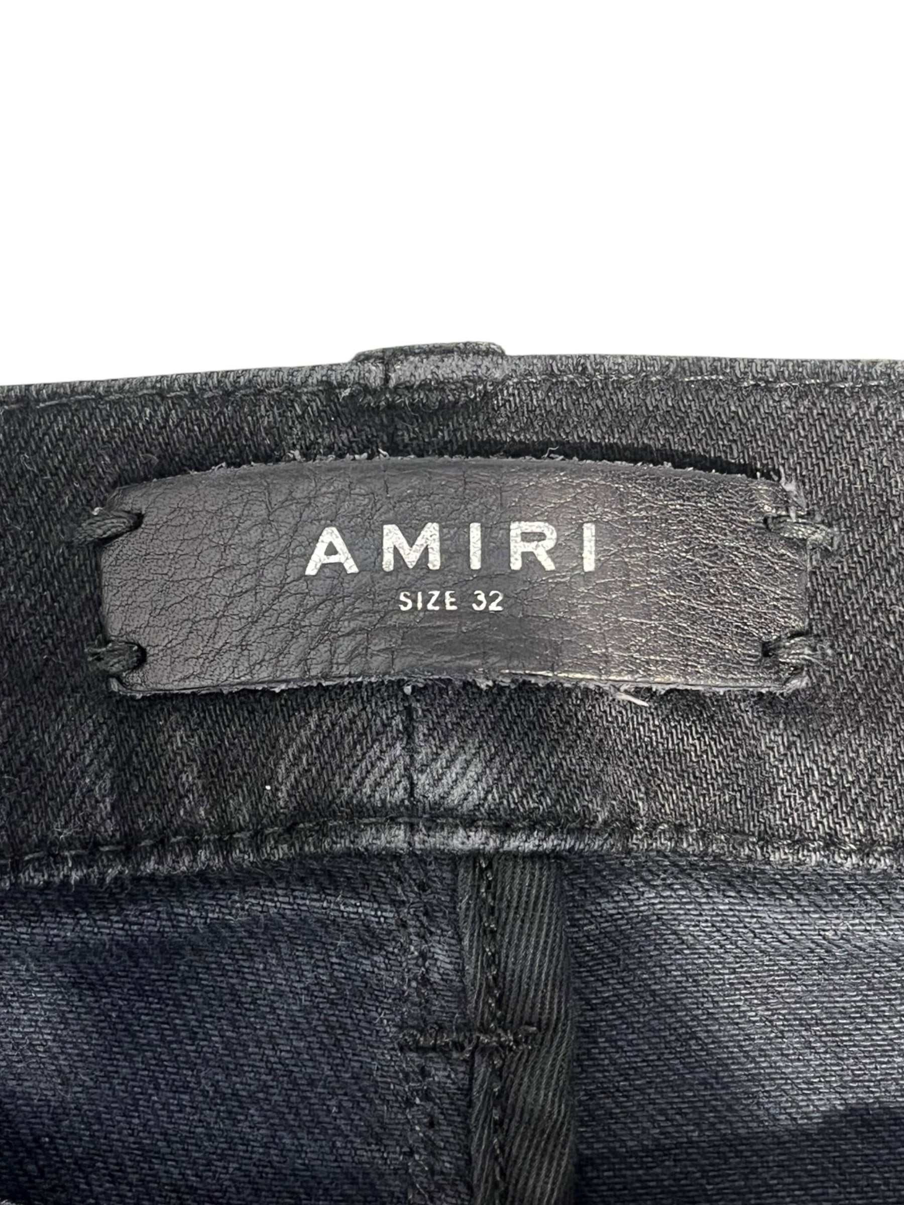AMIRI/Skinny Pants/32/Cotton/BLK/blu ppl dye leather/ dirstress view 3