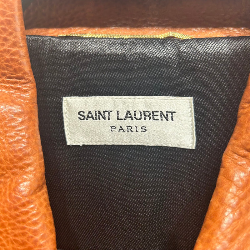 SAINT LAURENT/Leather Jkt/S/BRW/