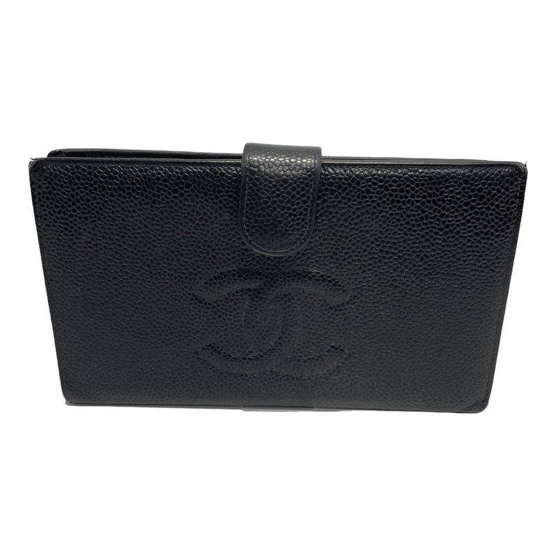CHANEL/Long Wallet/OS/Leather/BLK/