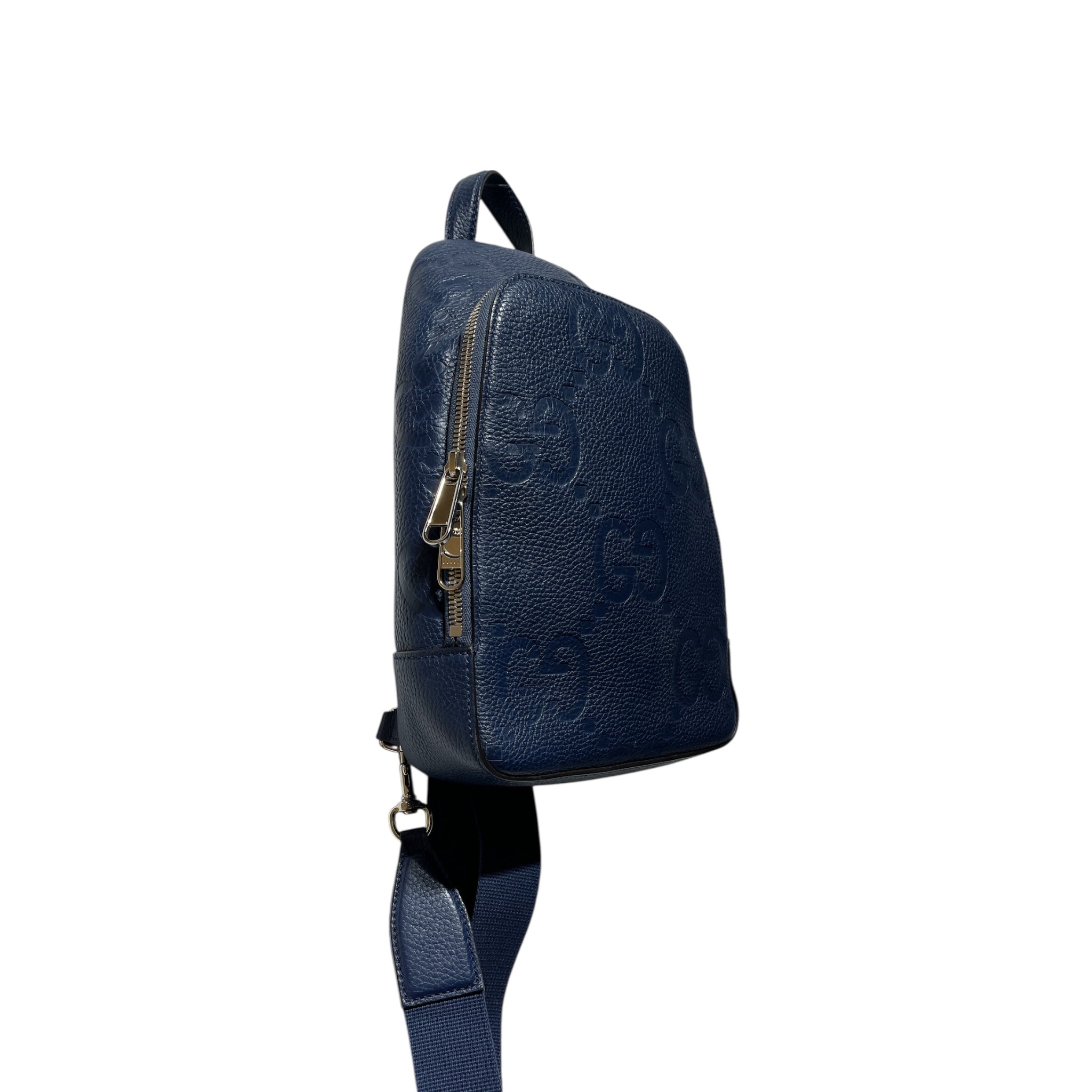 GUCCI/Cross Body Bag/Monogram/Leather/NVY/jumbo GG sling view 2