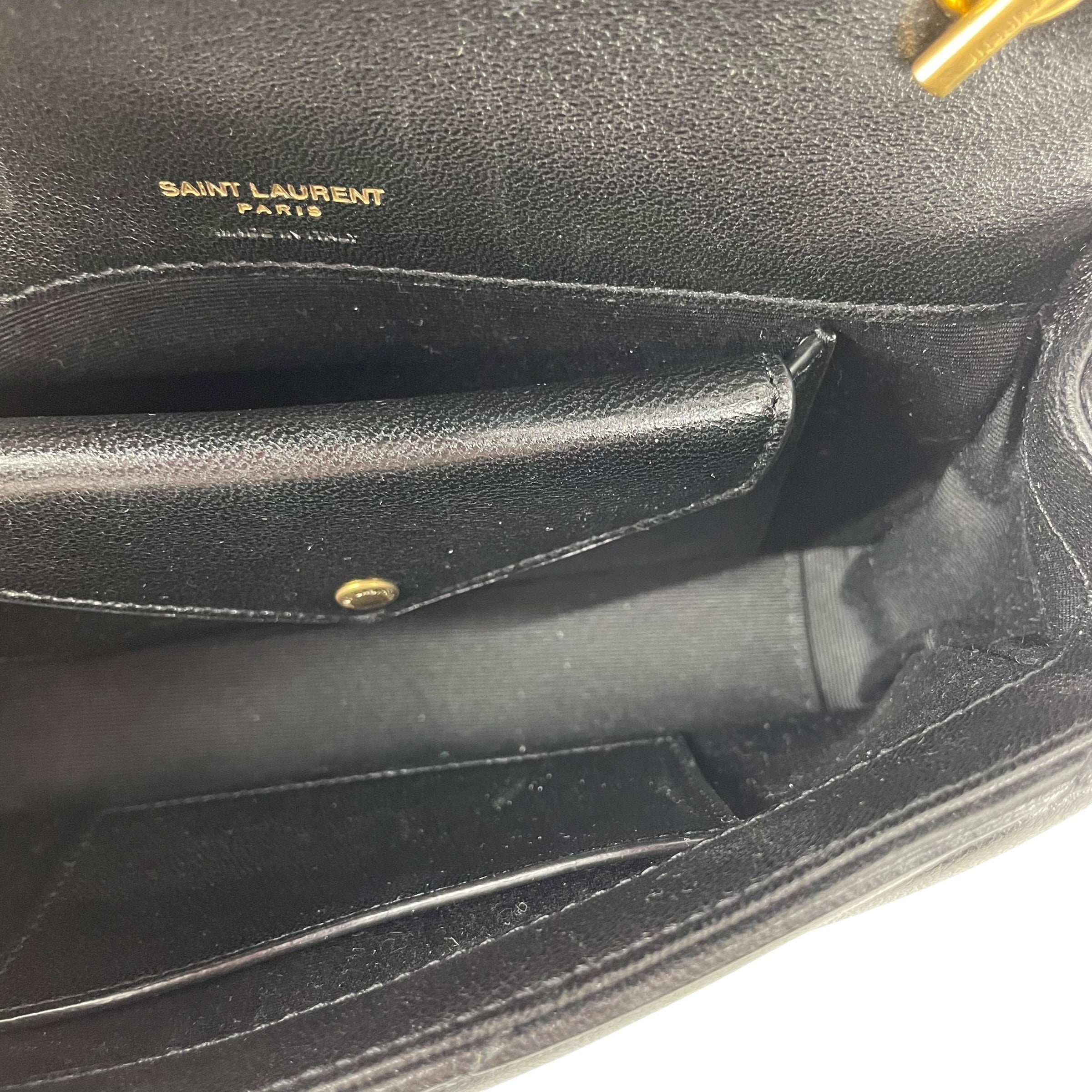 SAINT LAURENT/Cross Body Bag/Leather/BLK/GLD HRDWR  POCKT WALLET INSIDE view 6
