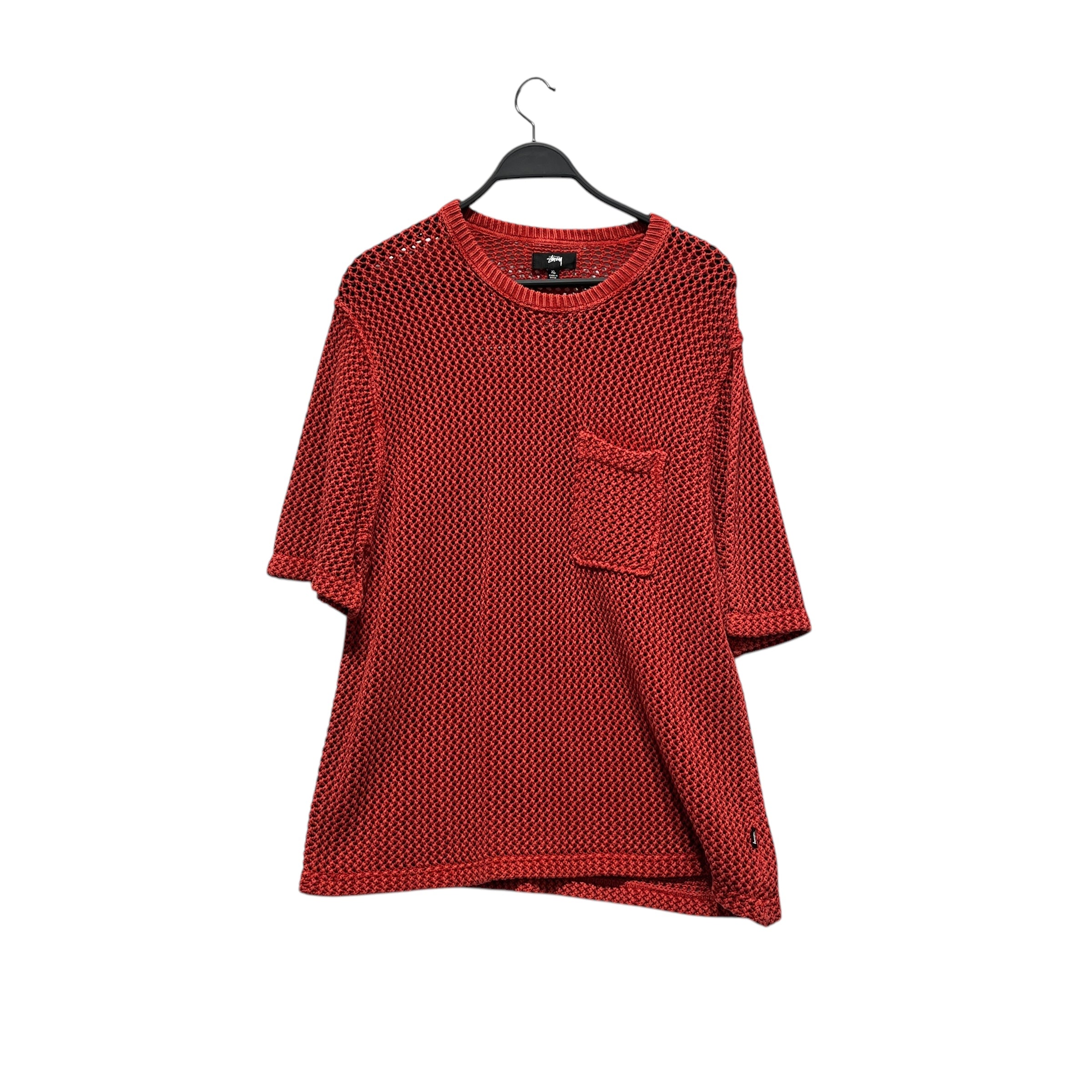 STUSSY/T-Shirt/XL/Cotton/RED/fishnet knit view 1