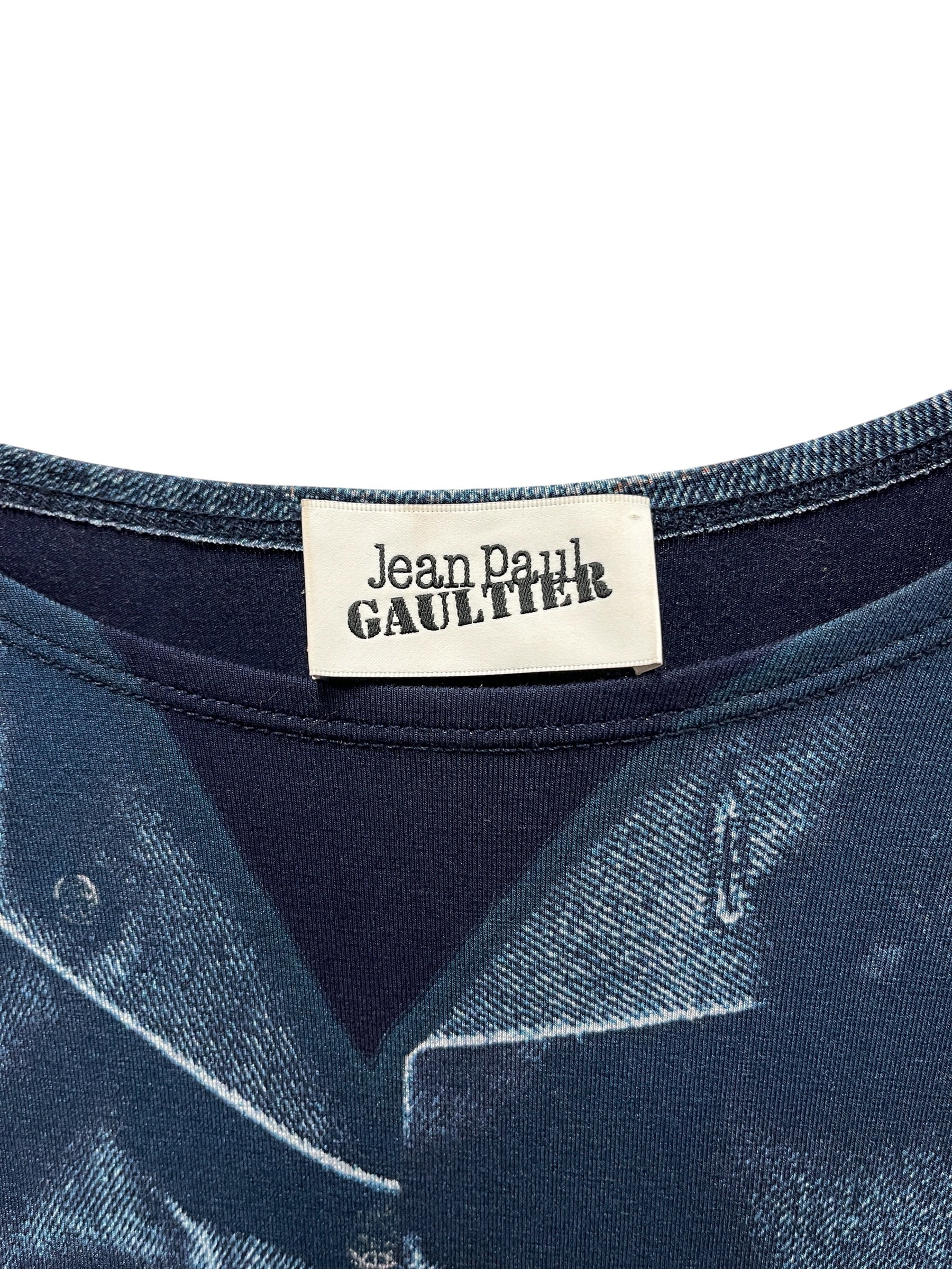 Jean Paul Gaultier/LS Dress/L/All Over Print/Rayon/BLU/Mini Length/TROMPE L'OEIL PRINTED MINI view 3