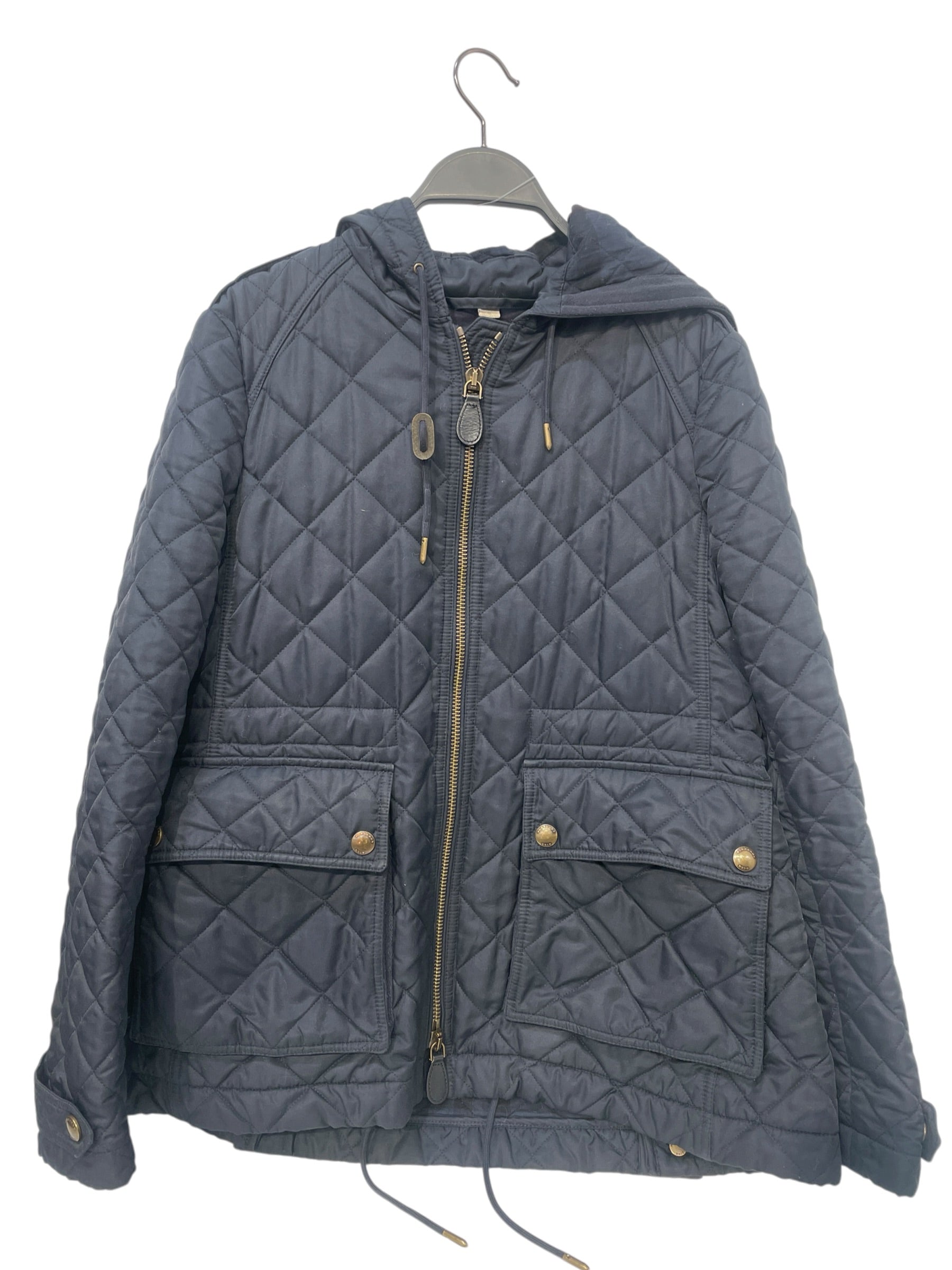 BURBERRY BRIT/Quilted Jkt/L/Cotton/NVY/diamond quilt hooded view 1