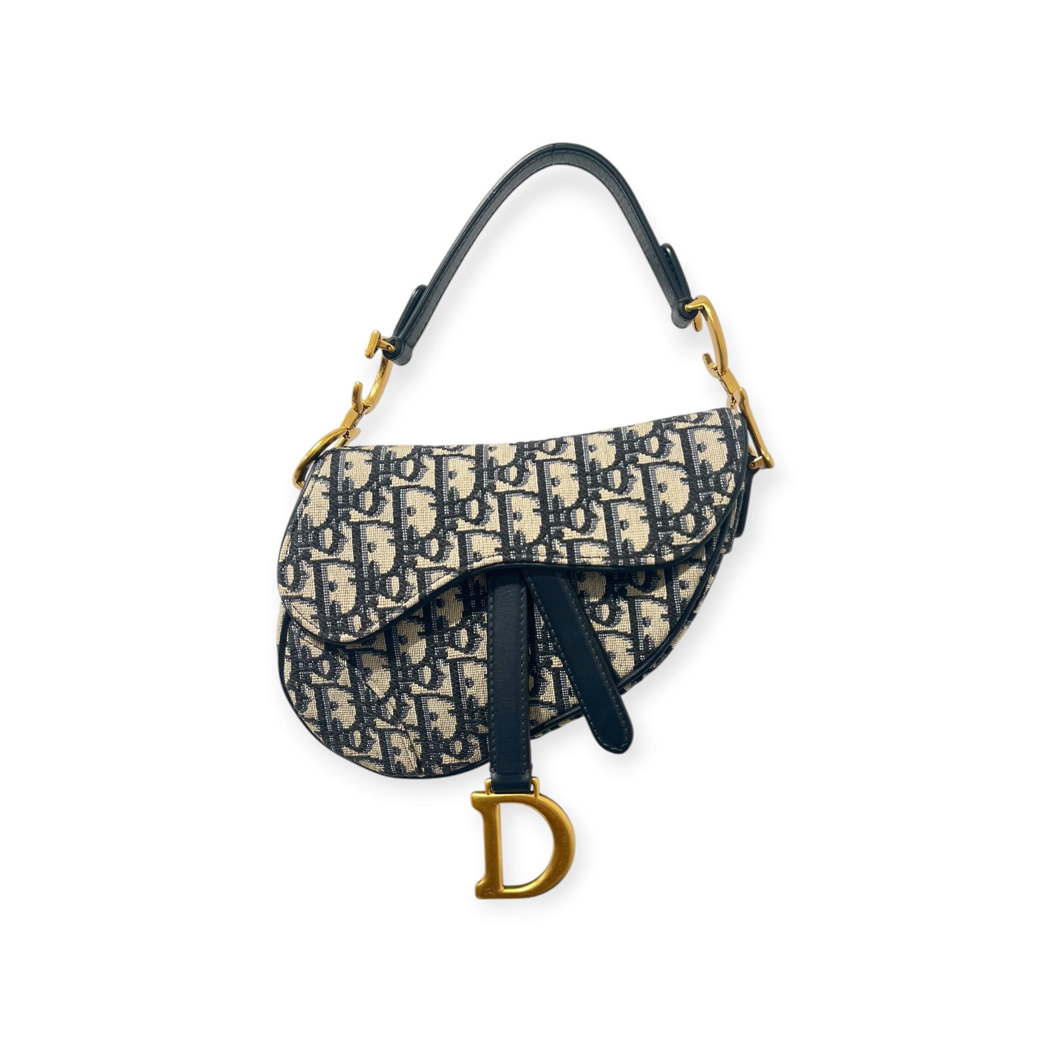 Christian Dior/Bag/Monogram/Cotton/NVY/MINI SADDLE BAG OBLIQUE