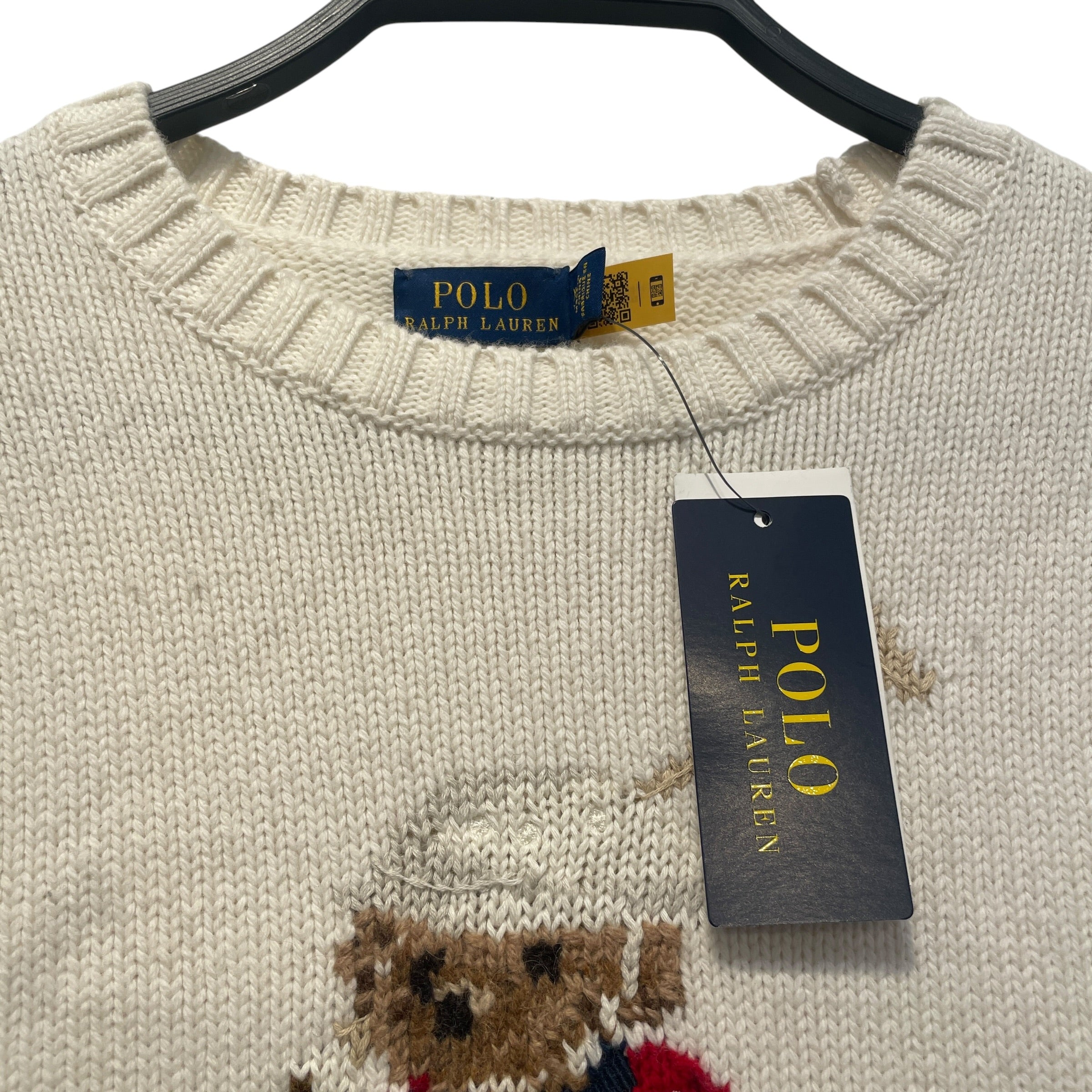 POLO RALPH LAUREN/Sweater/XS/Graphic/Cotton/WHT/Pullover/Off-White Knit Polo Bear view 2