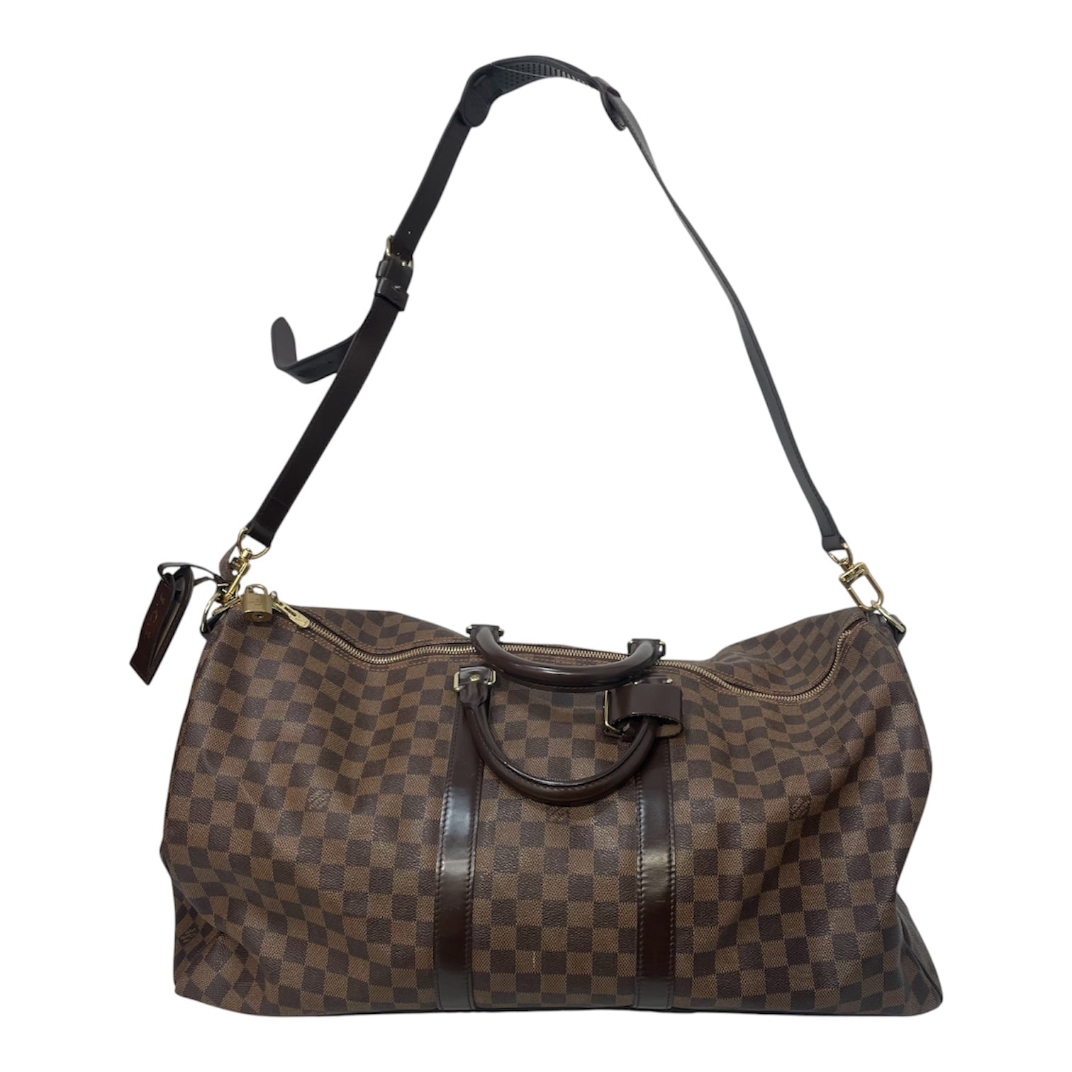 LOUIS VUITTON/Luggage/Border/Leather/BRW/Keepall 55 Bandouliere view 1