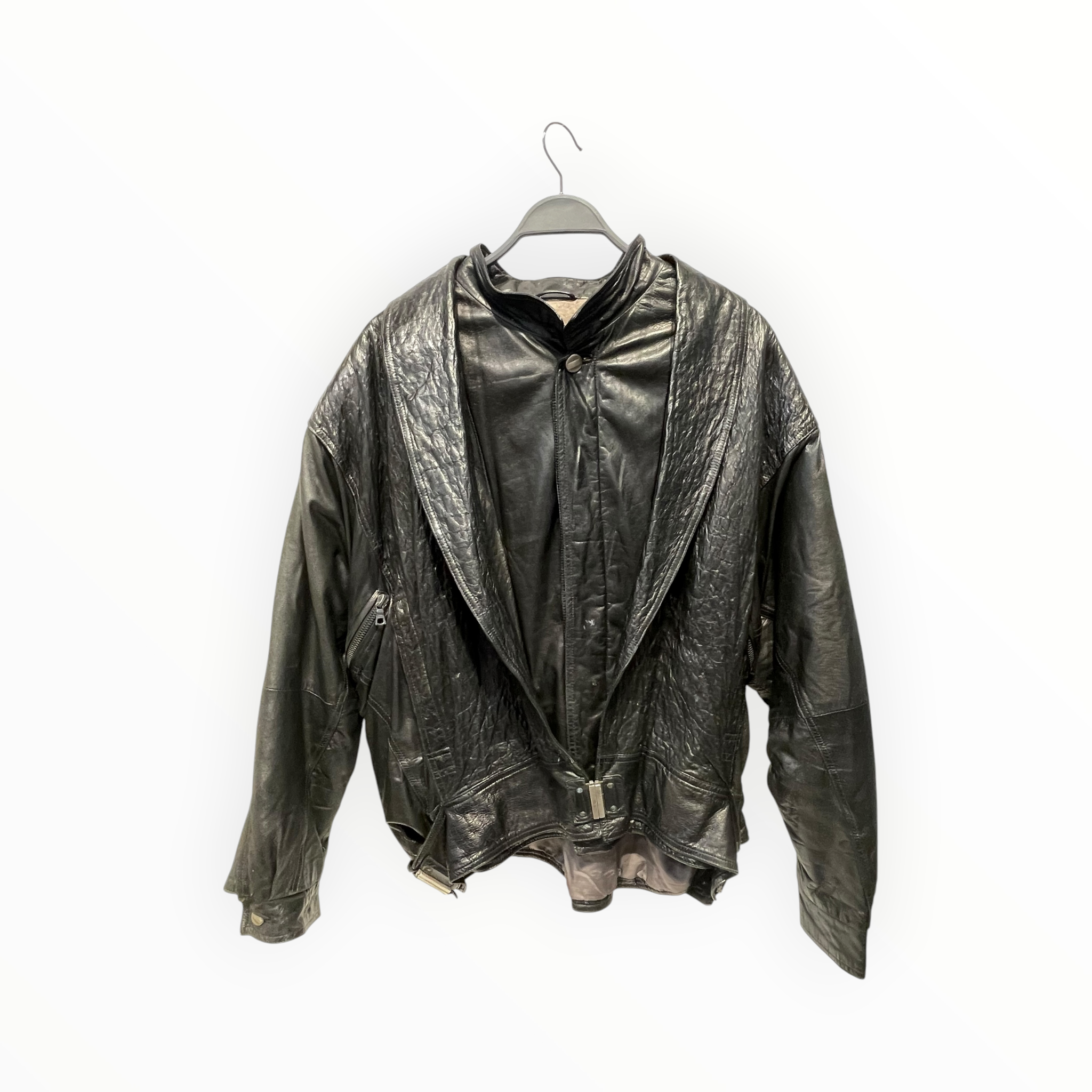 MARITHE FRANCOIS GIRBAUD/Leather Jkt/L/Leather/BLK/ view 1