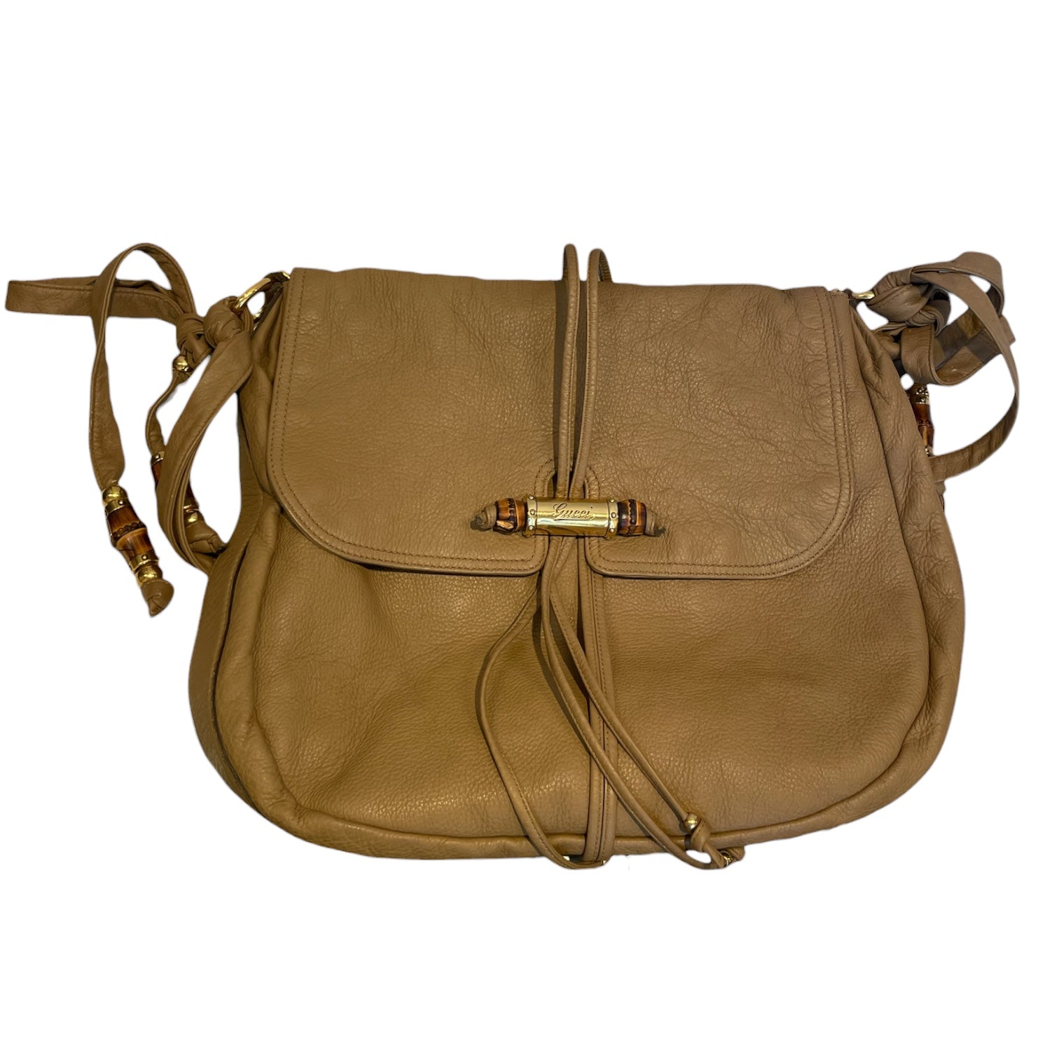 GUCCI/Hand Bag/Leather/KHK/bamboo/jungle bag/gld hardware view 1
