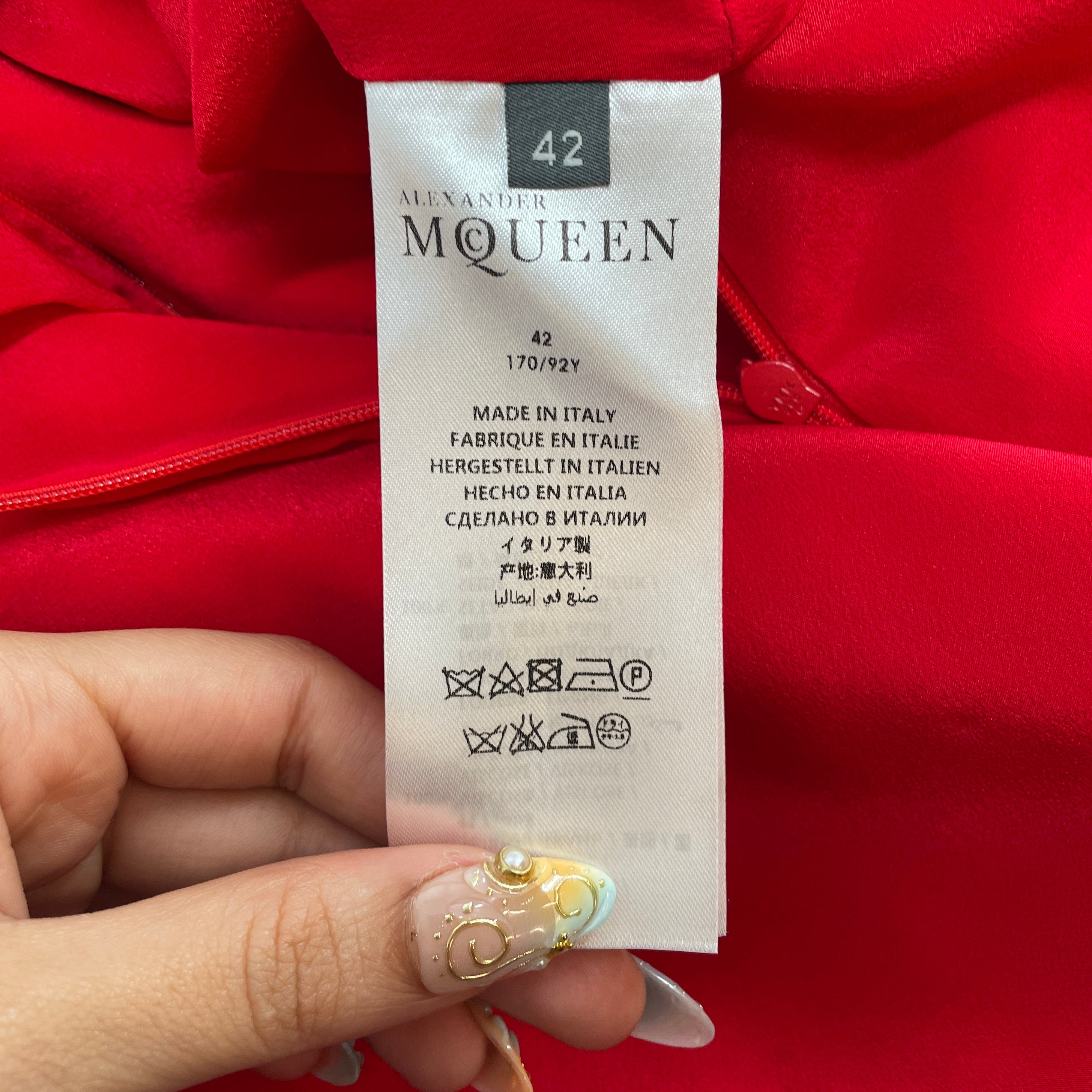 Alexander McQueen/Dress/42/Cotton/RED/CANDY APPLE RED view 4