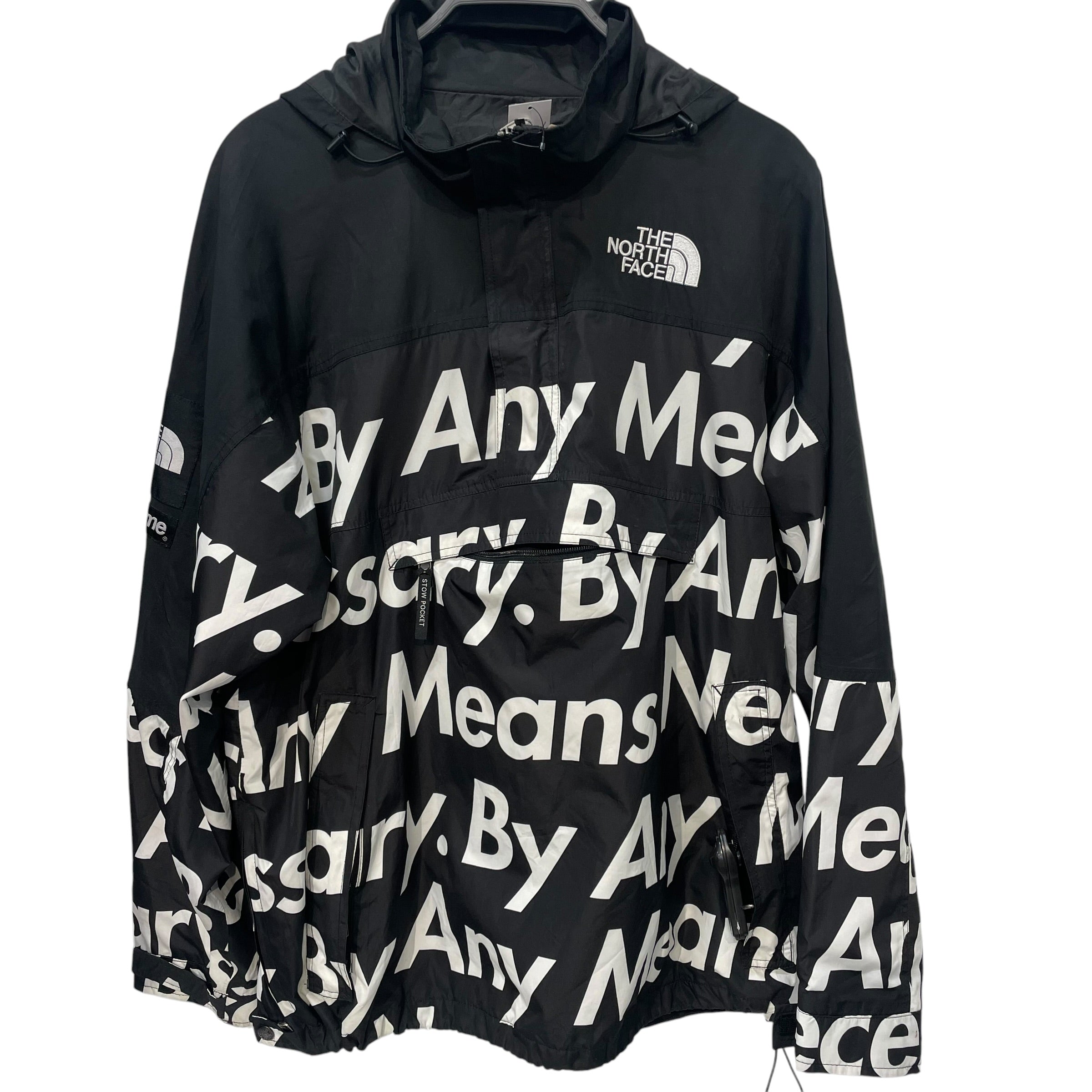 Supreme/THE NORTH FACE/Windbreaker/L/Nylon/BLK/All Over Print/'BY ANY MEANS' view 1