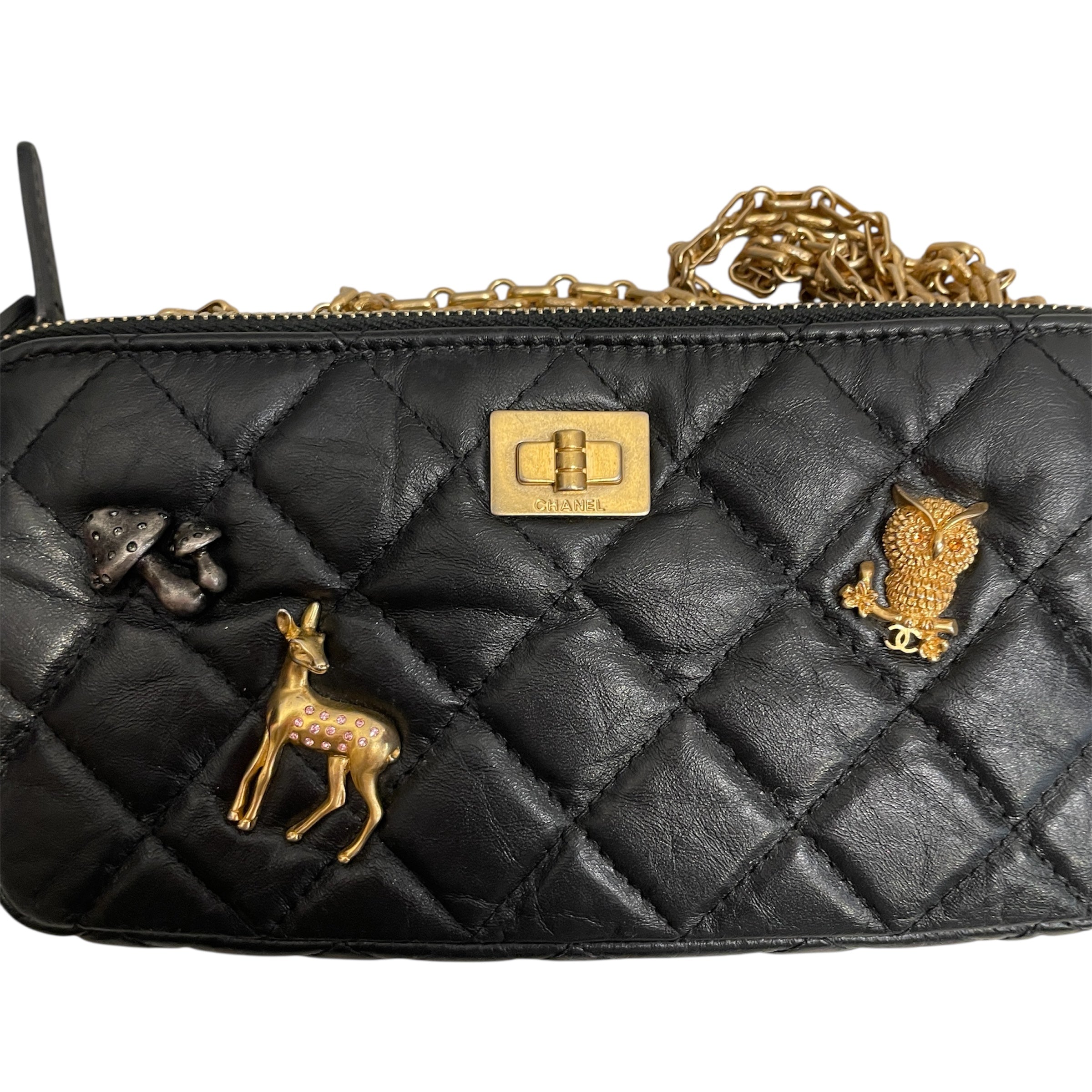 CHANEL/Cross Body Bag/Leather/BLK/26884311 GOLD PIN MINI BAG view 4