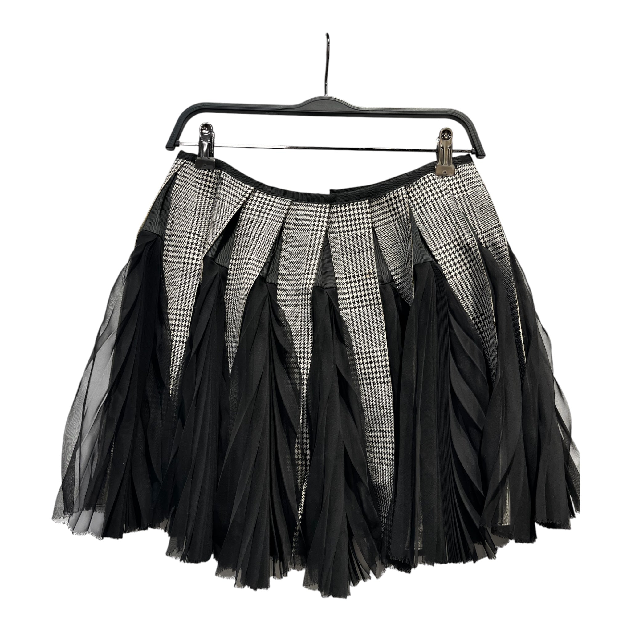 Sacai/Skirt/2/Houndstooth Check/Wool/BLK/SILK PLEAT AND HOUDSTOOTH view 2