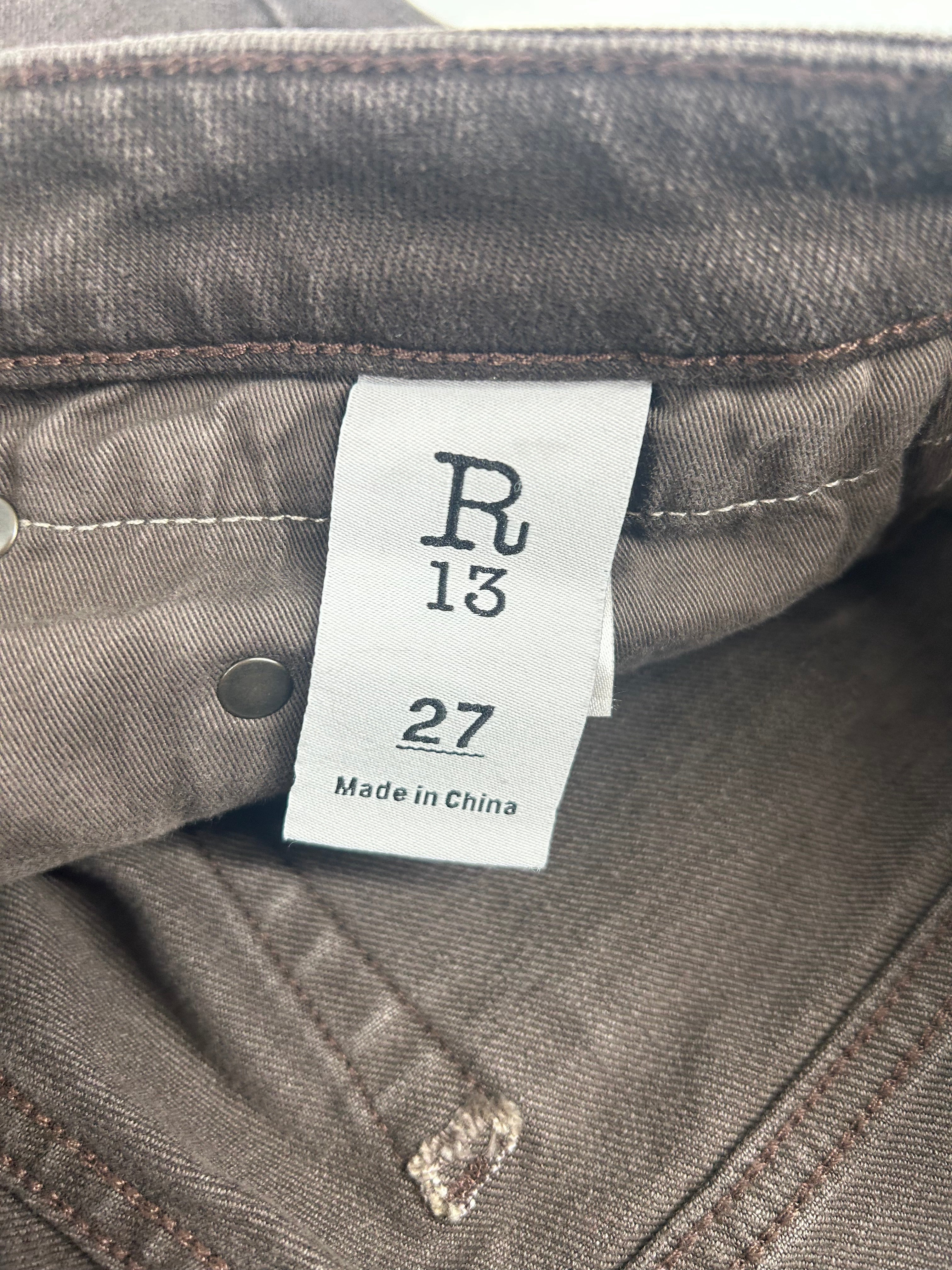 R13/Cropped Pants/27/Cotton/BRW/bronze hardware view 3