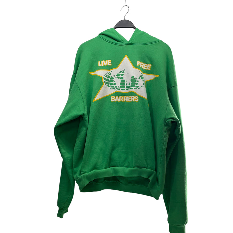 LIVE FREE BARRIES/Hoodie/XL/Cotton/GRN/WORLD AND STAR LOGO ON FRONT