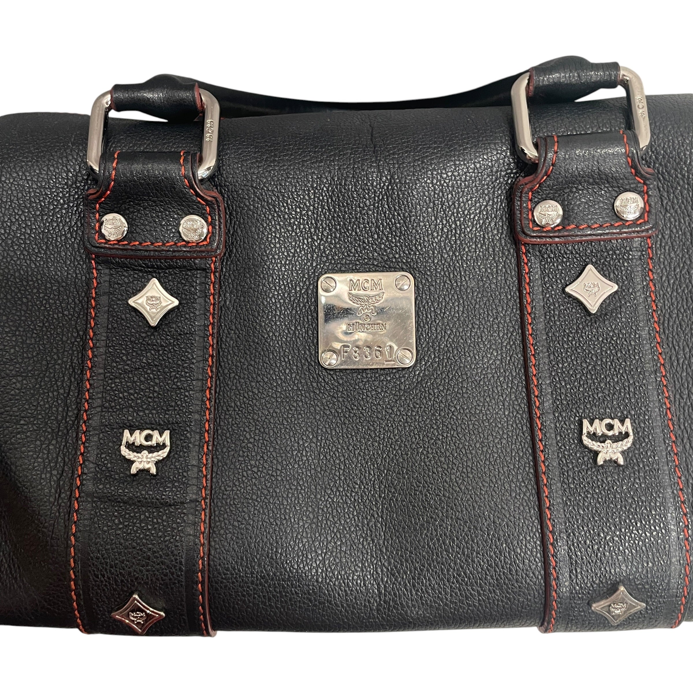 MCM/Hand Bag/Leather/BLK/RED STITCHING view 5