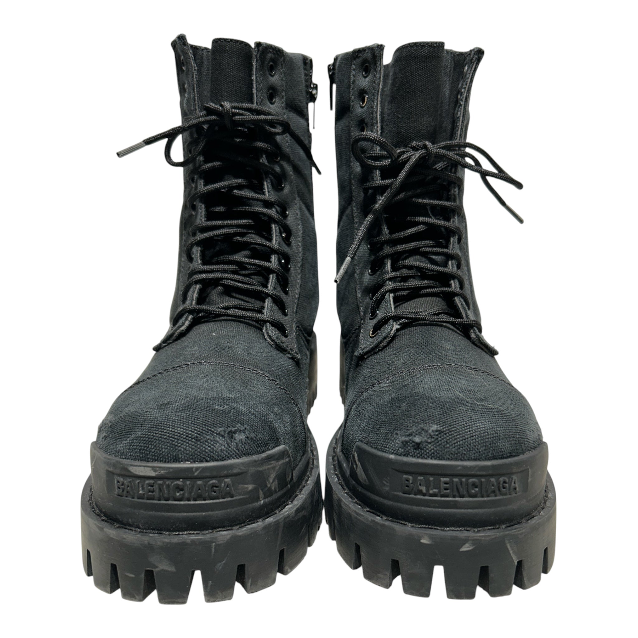 BALENCIAGA/Lace Up Boots/EU 39/BLK/STRIKER BOOTS DISTRESS view 4