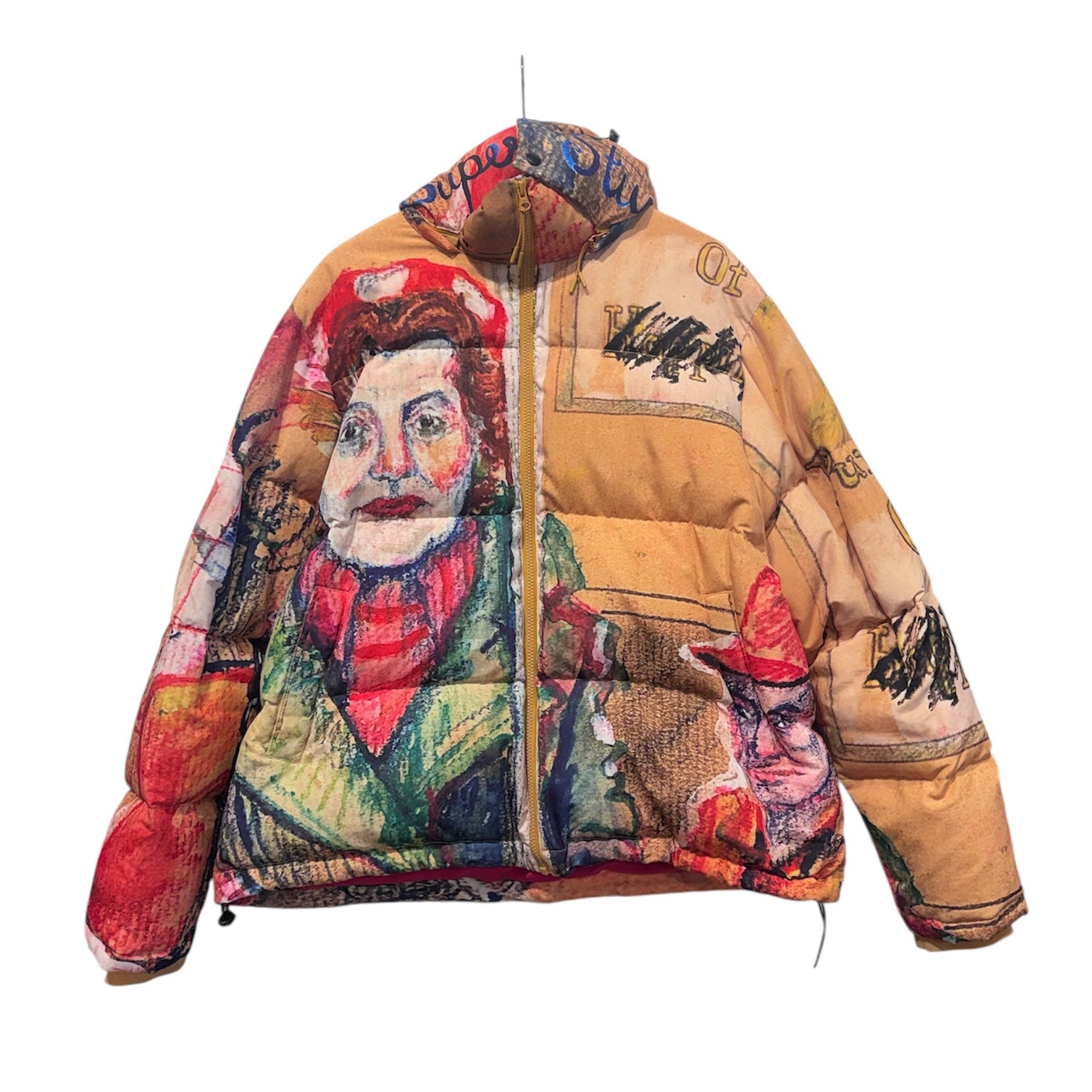 KIDSUPER STUDIOS/Puffer Jkt/L/Nylon/ORN/All Over Print/FACE ALL OVER PAINTING view 1