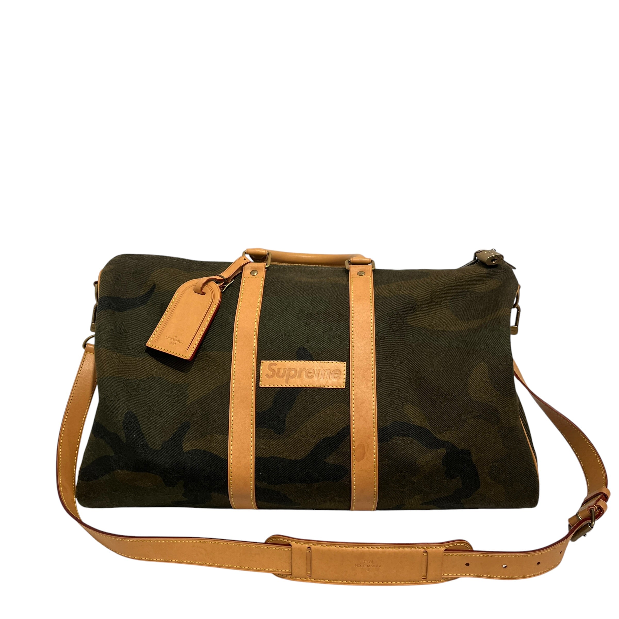 LOUIS VUITTON/Supreme/Luggage/Cotton/GRN/SUPREME SS17 CAMO KEEPALL TRAV view 4
