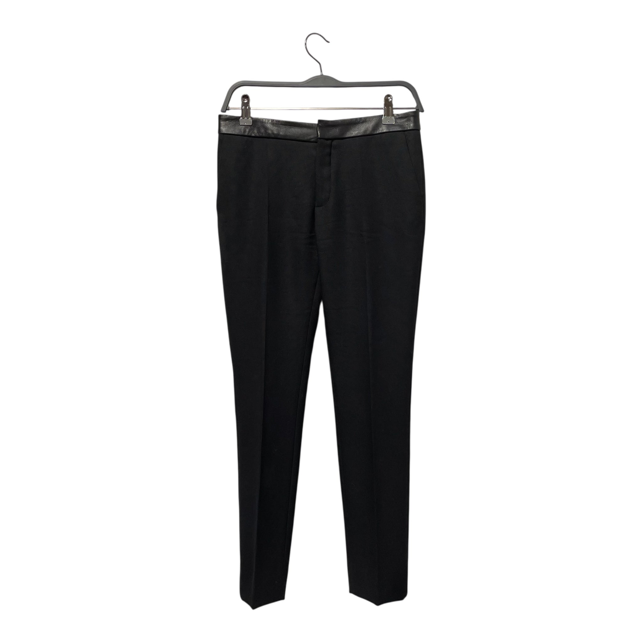 SAINT LAURENT/Bottoms/36/Wool/BLK/2012 LEATHER WAIST SLACKS view 1