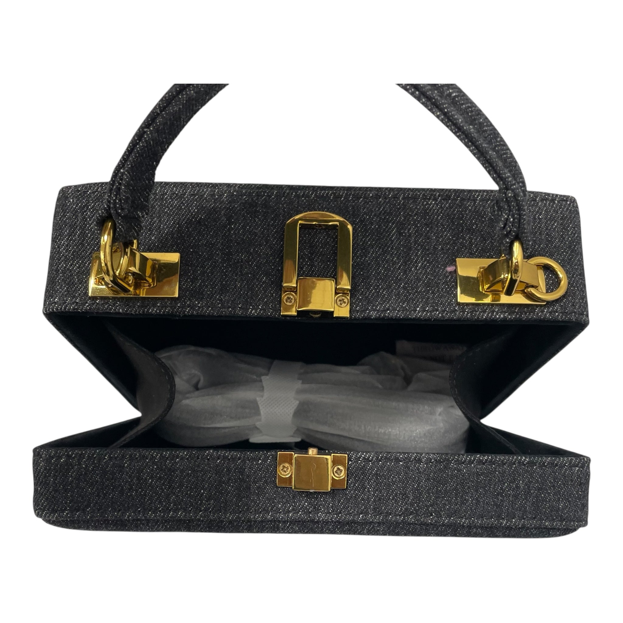 BRANDON BLACKWOOD/Cross Body Bag/Cotton/BLK/denim square crossbody bag view 4