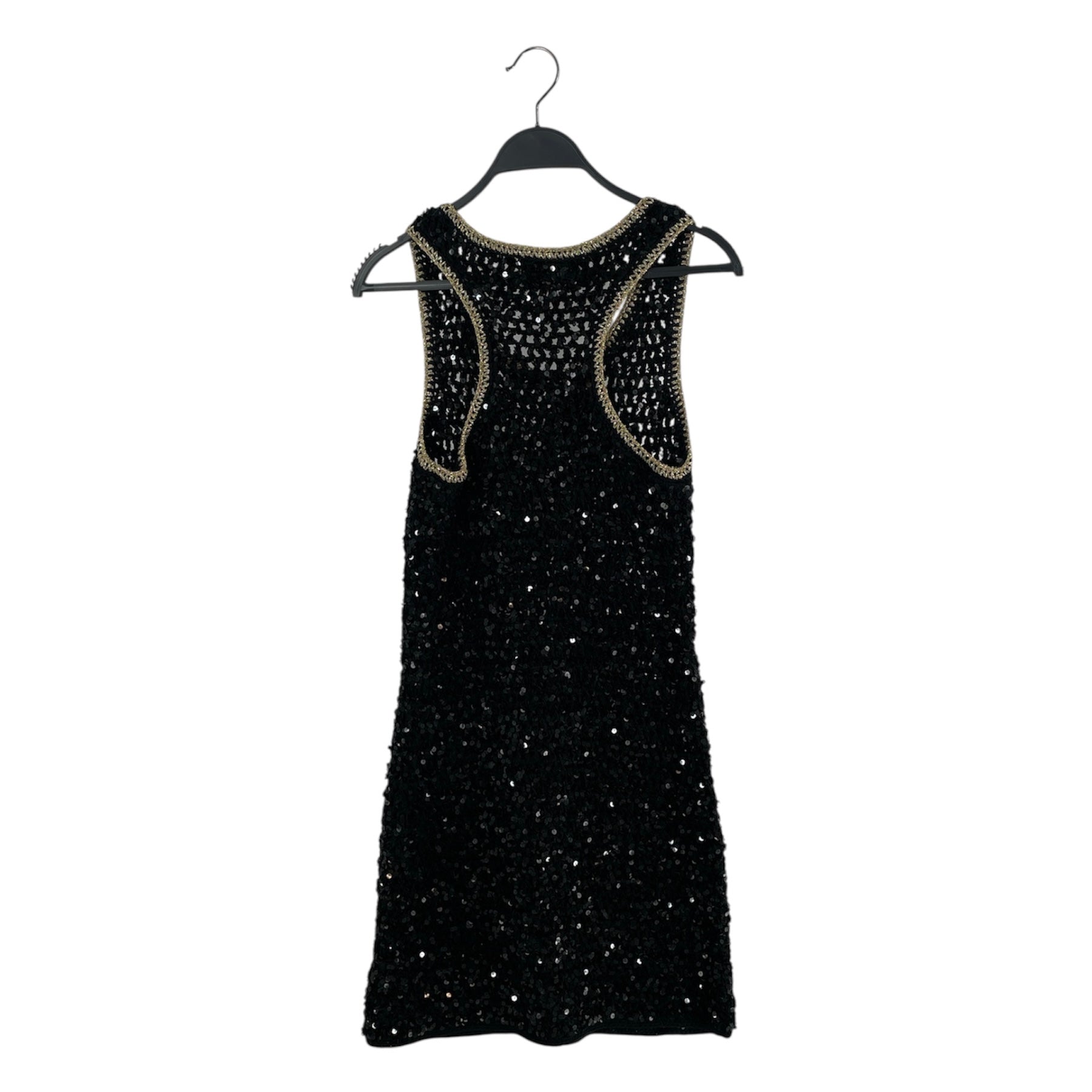 MIU MIU/SL Dress/2/Cotton/BLK/handmade knitted sequin dress view 2