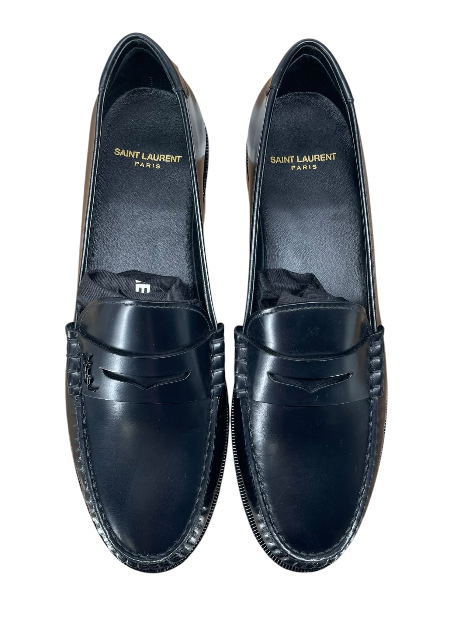 YVES SAINT LAURENT/Loafers/EU 42/Leather/BLK/BLK LEATHER LOAFERS SZ42 view 4