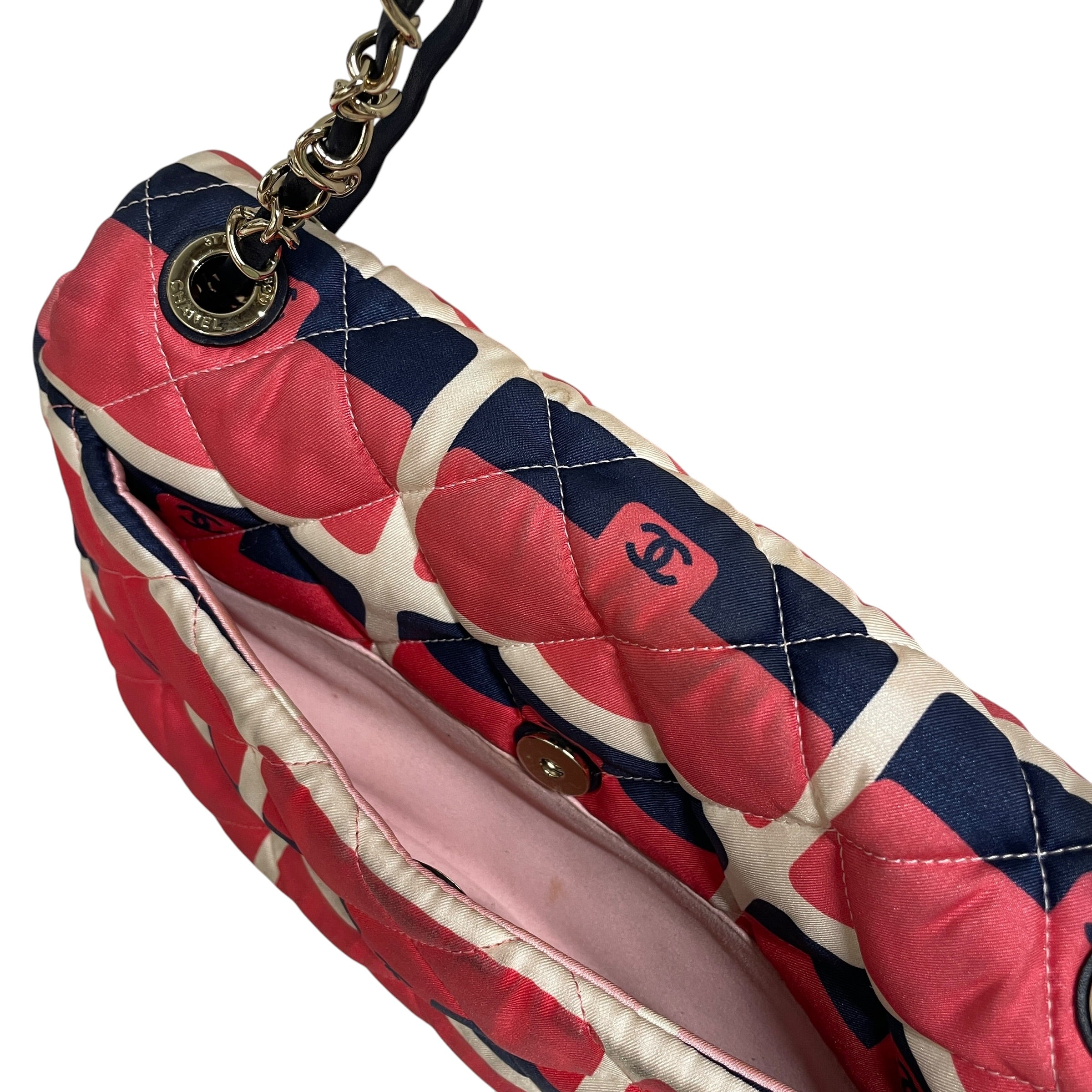 CHANEL/Cross Body Bag/Border/Cotton/PNK/White Border Blue n Pink view 3