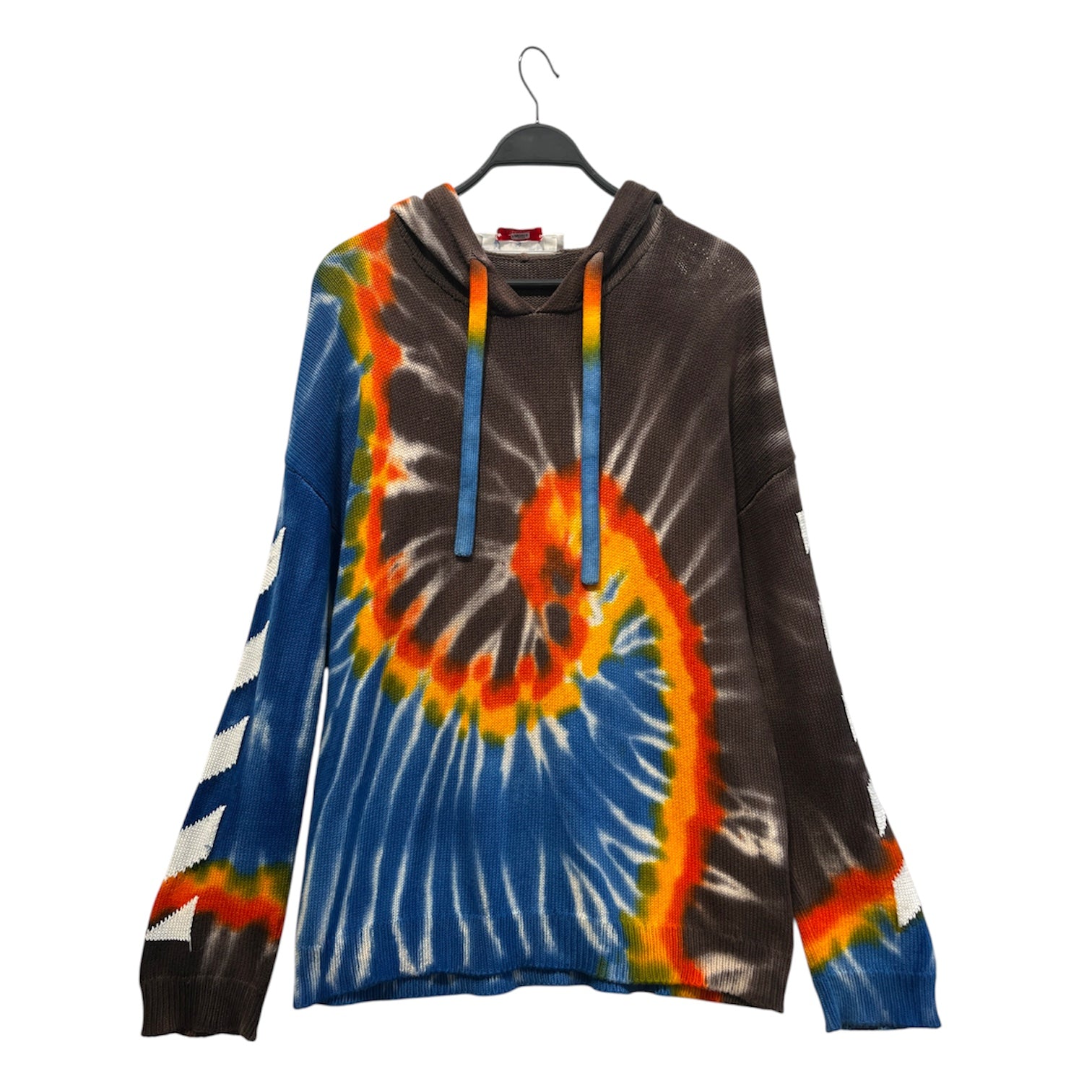 OFF-WHITE/Hoodie/M/All Over Print/Cotton/MLT/tiedye knit hoodie org/blu/brn view 1