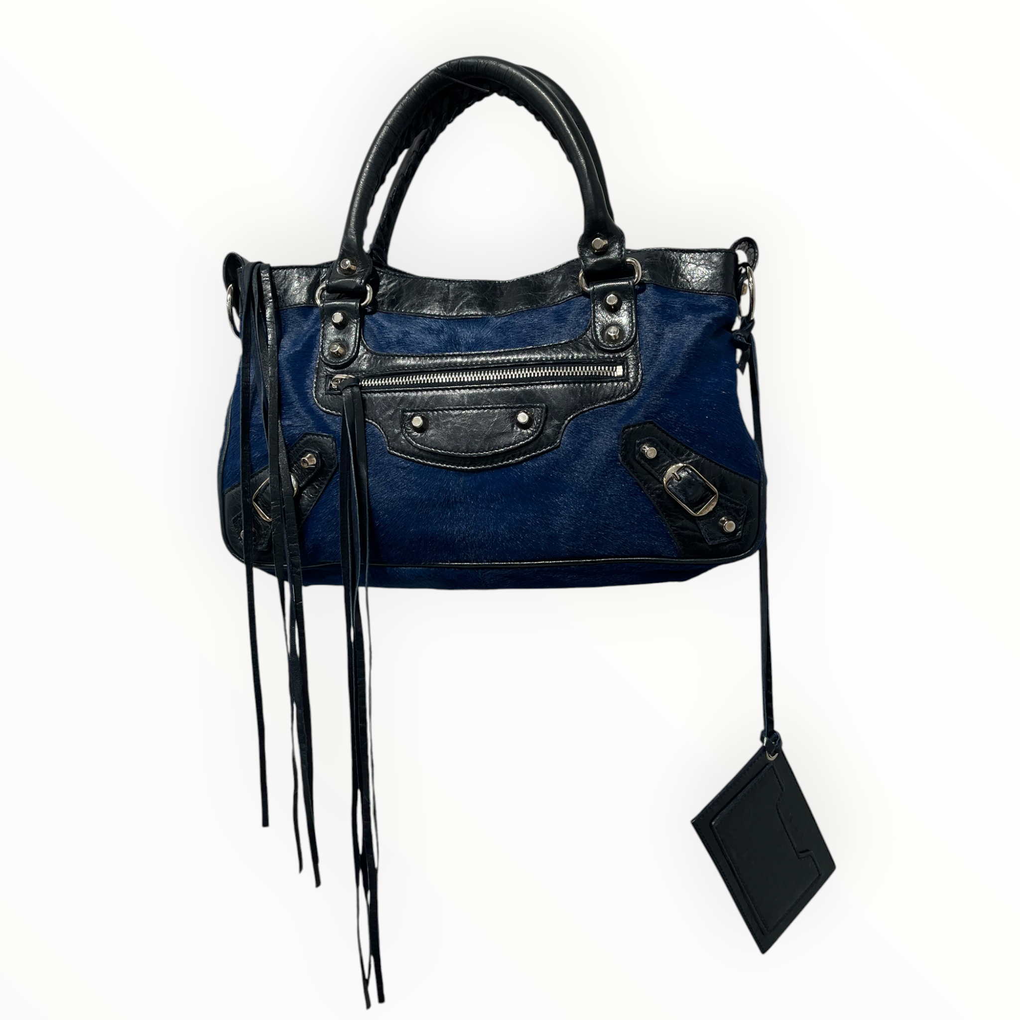 BALENCIAGA/Bag/Fur/BLU/PONY FUR MINI CITY BAG SILVER view 1
