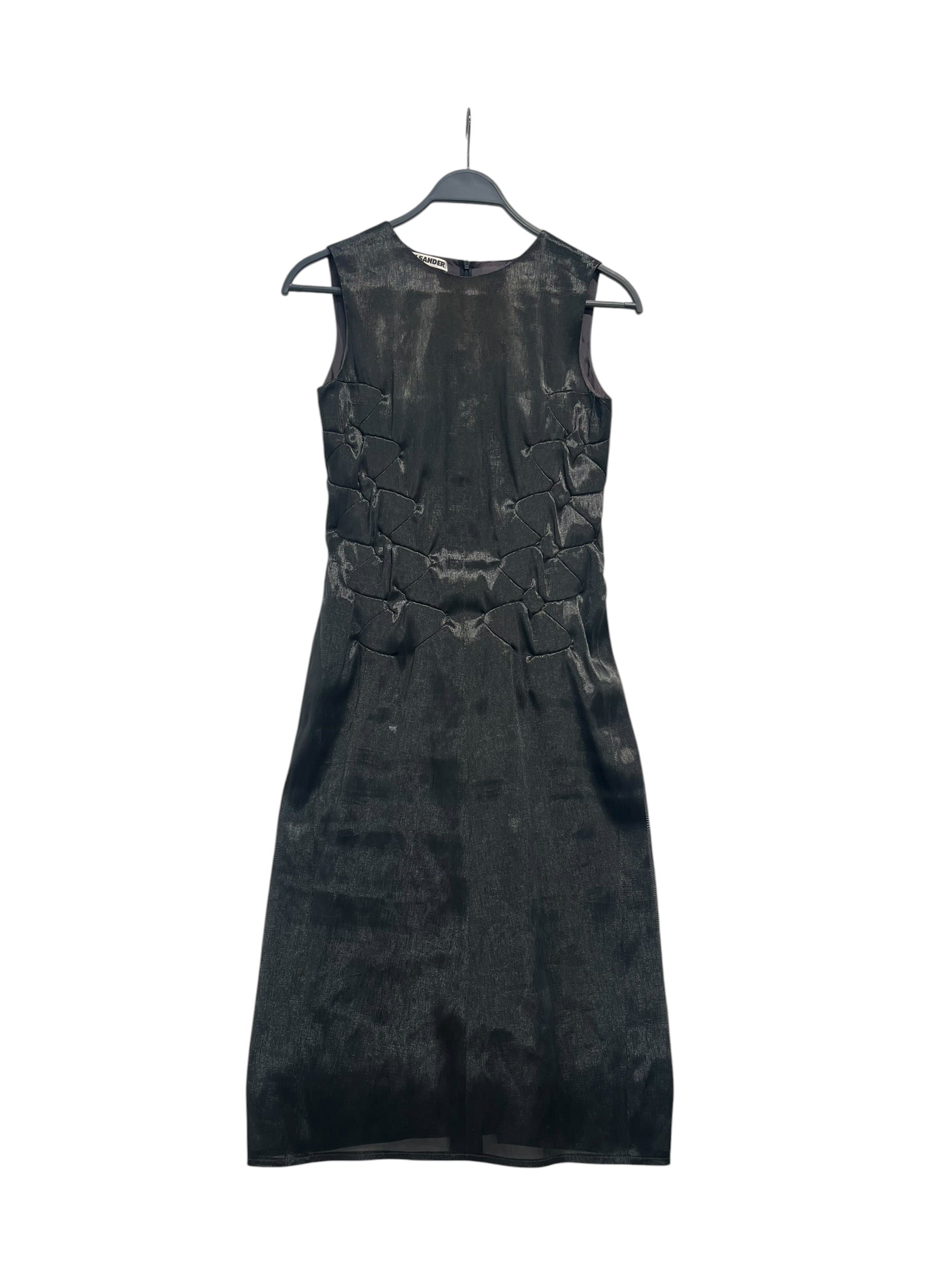 JIL SANDER/SL Dress/36/Polyester/BLK/METALIC SHIMMER GEO PLEATING view 1
