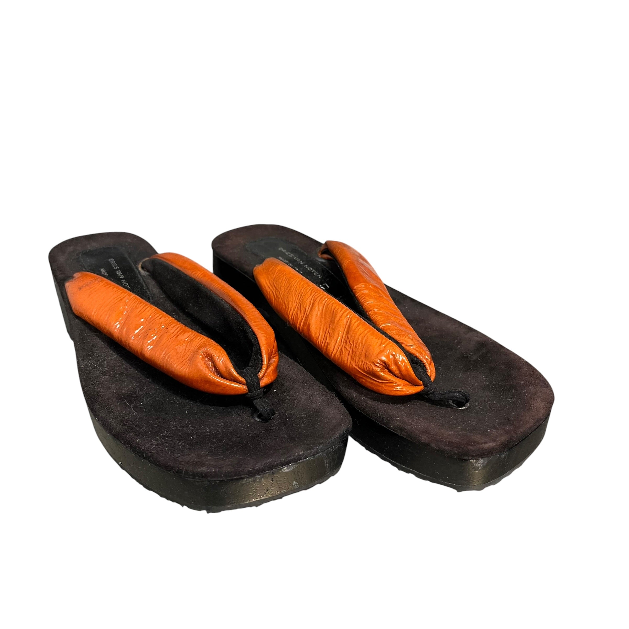 DRIES VAN NOTEN/Sandals/US 6.5/BLK/PANTENT THONG-WOODEN BODY view 1