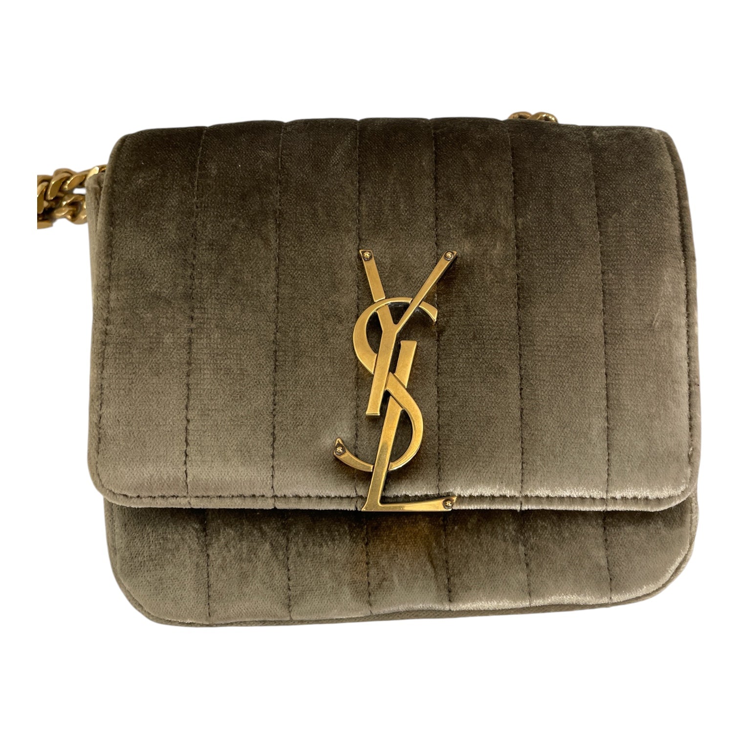 YVES SAINT LAURENT/Cross Body Bag/Velour/GRN/VELVET BUCKET BAG view 1