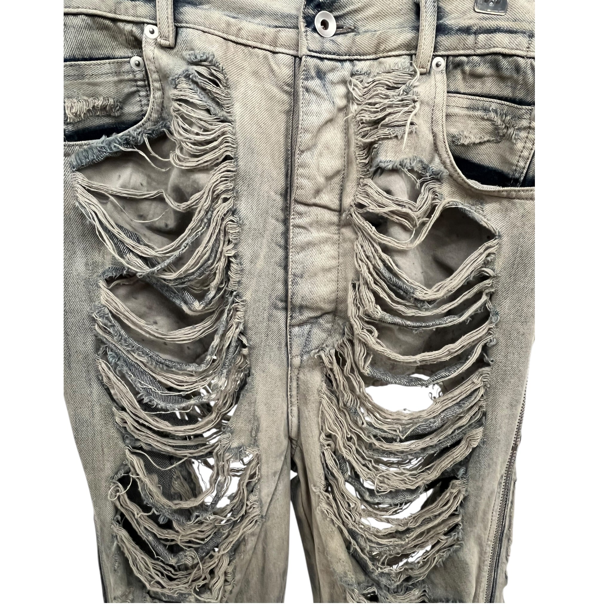 Rick Owens/Pants/32/Cotton/BLU/MINERAL WASH SHREDDED BOLAN view 5