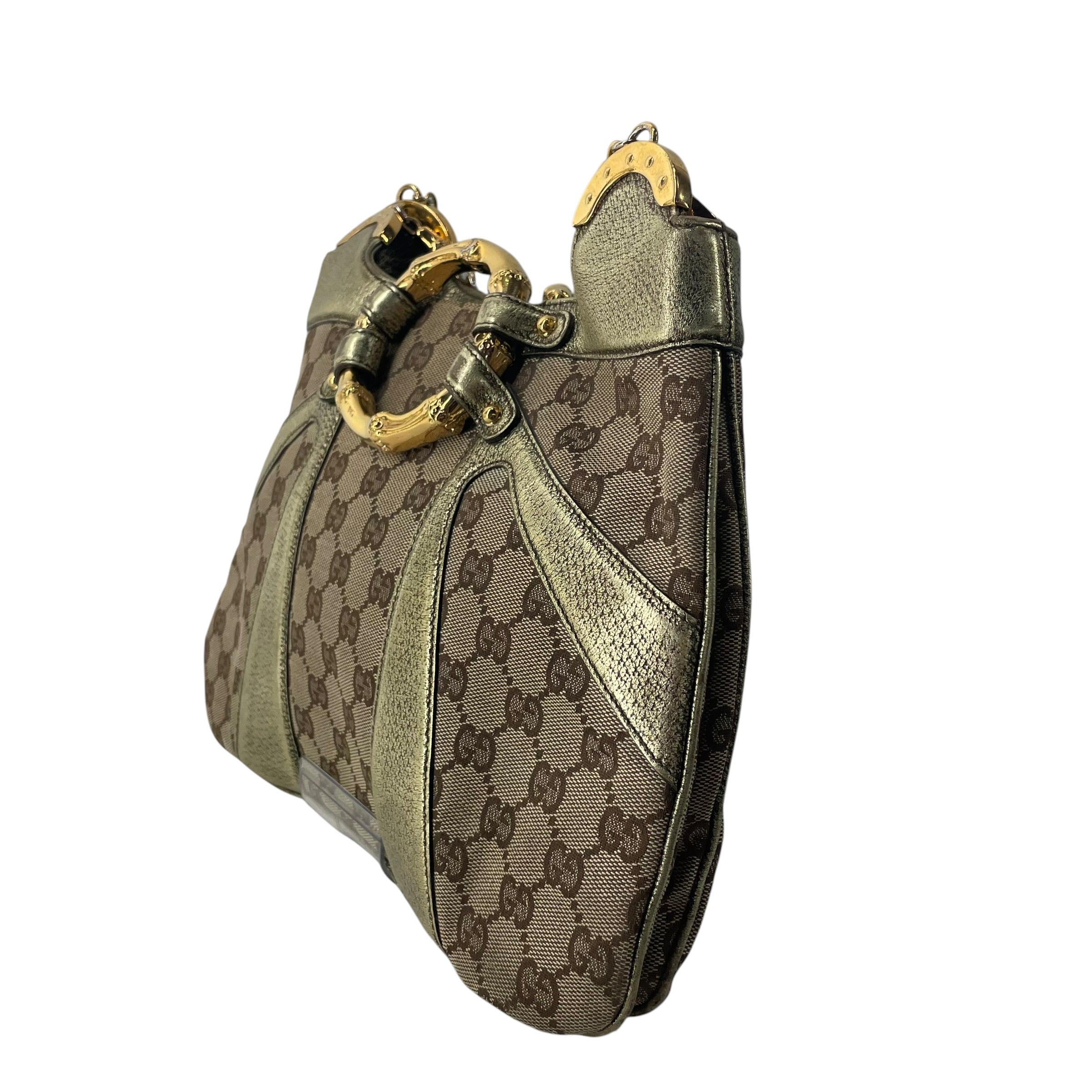 GUCCI/Bag/Monogram/Cotton/GLD/GUCCI BAMBOO RING SHOULDER BAG view 3
