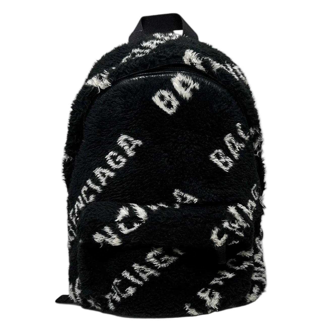 BALENCIAGA/Backpack/All Over Print/Fur/BLK/FAUX FUR LOGO BACKPACK view 1