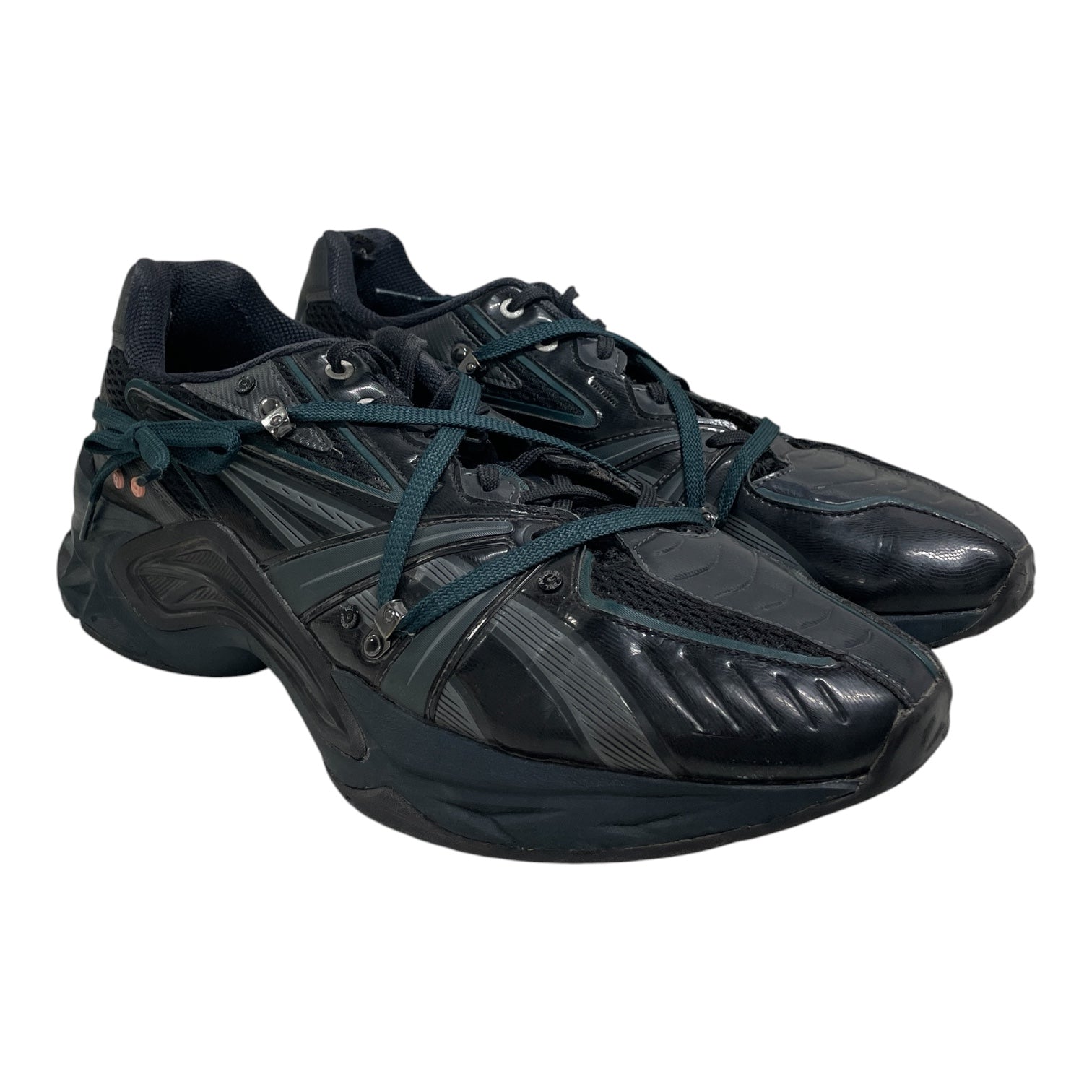ASICS/Low-Sneakers/US 11/Nylon/BLK/Green/Black cross laces view 1