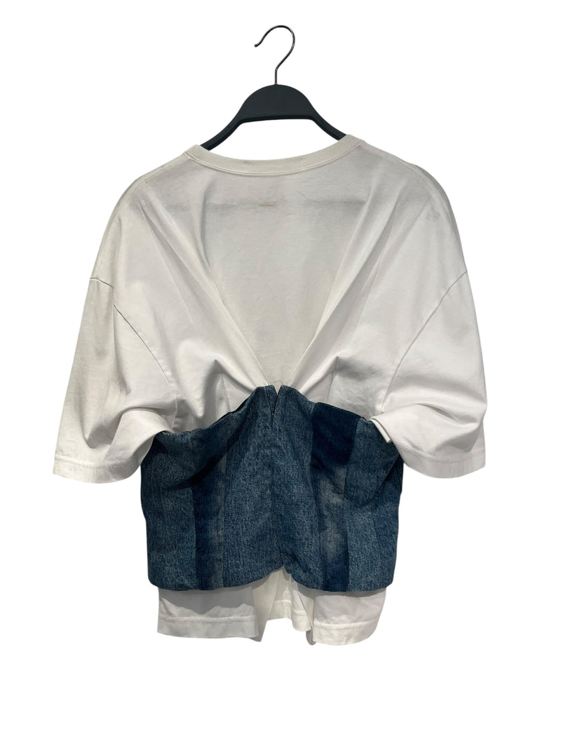 JUNYA WATANABE COMME des GARCONS/SS Cut & Sew/M/Cotton/WHT/denim corset sewn on