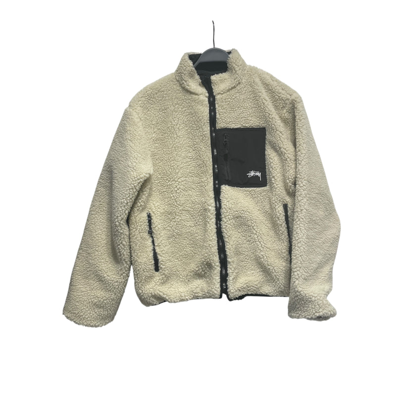 STUSSY/Fleece Jkt/L/CRM/8 BALL FLEECE