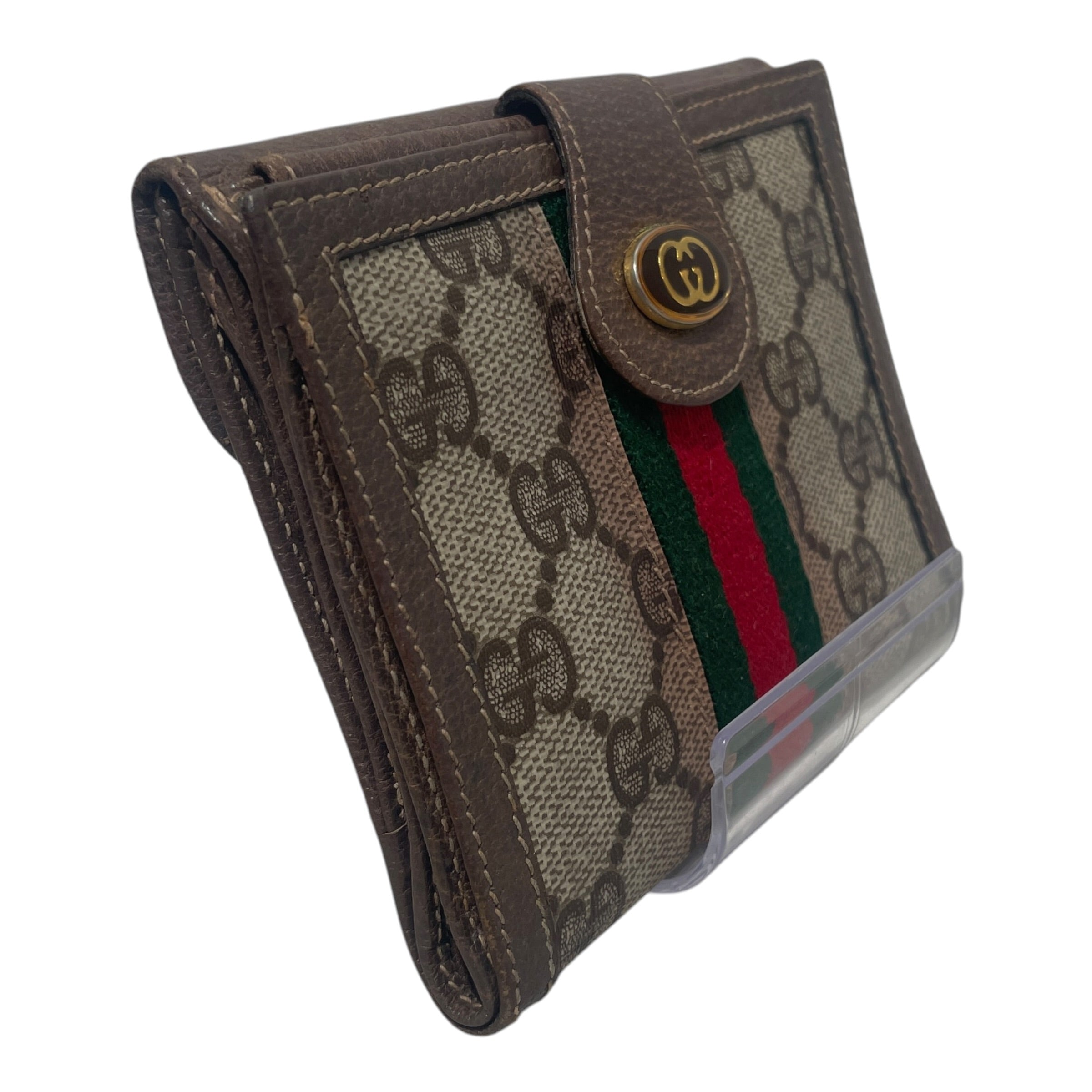 GUCCI/Wallet/Monogram/Leather/BRW/L's/Shelly GG wallet view 1