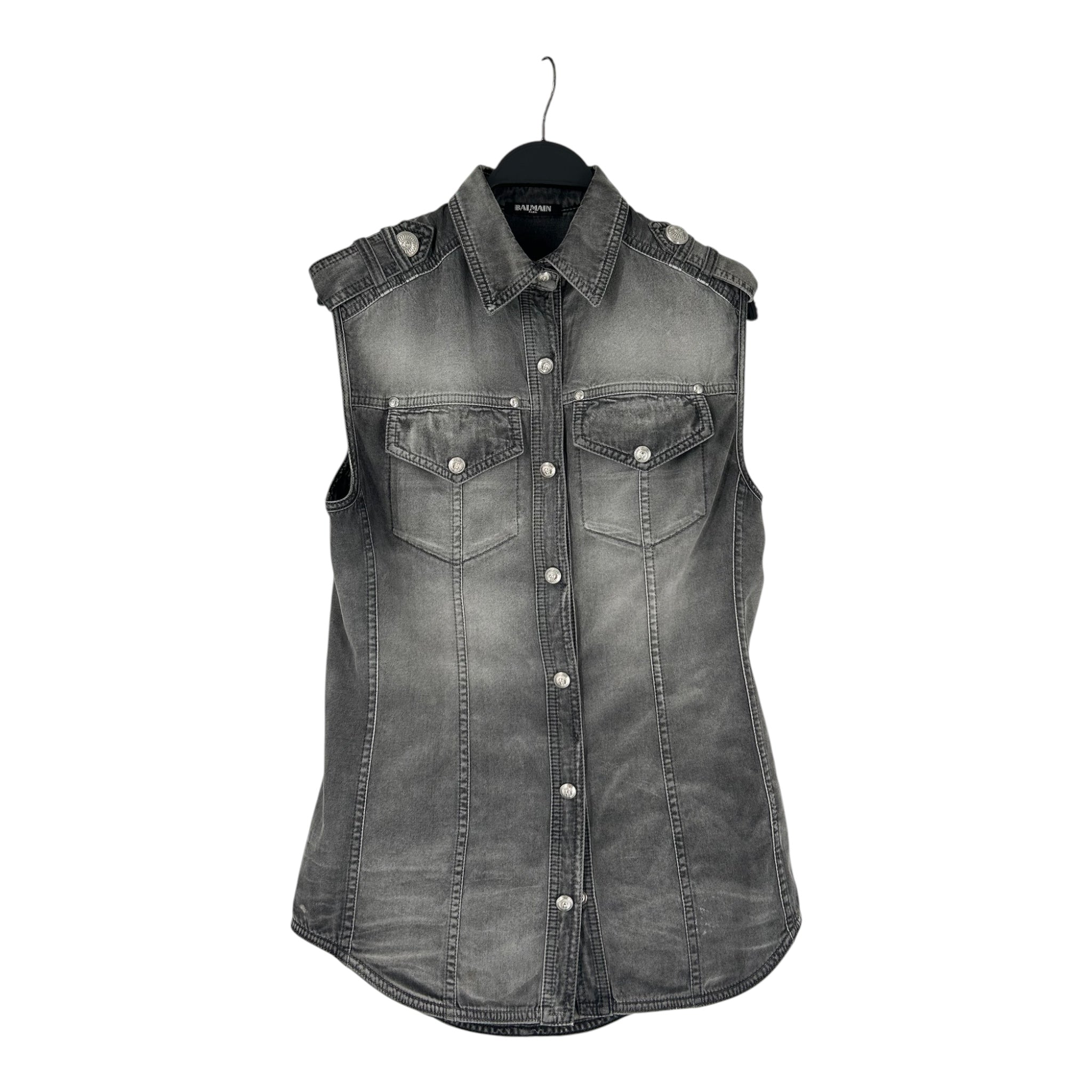 BALMAIN/Vest/36/Cotton/GRY/1615-228N view 1