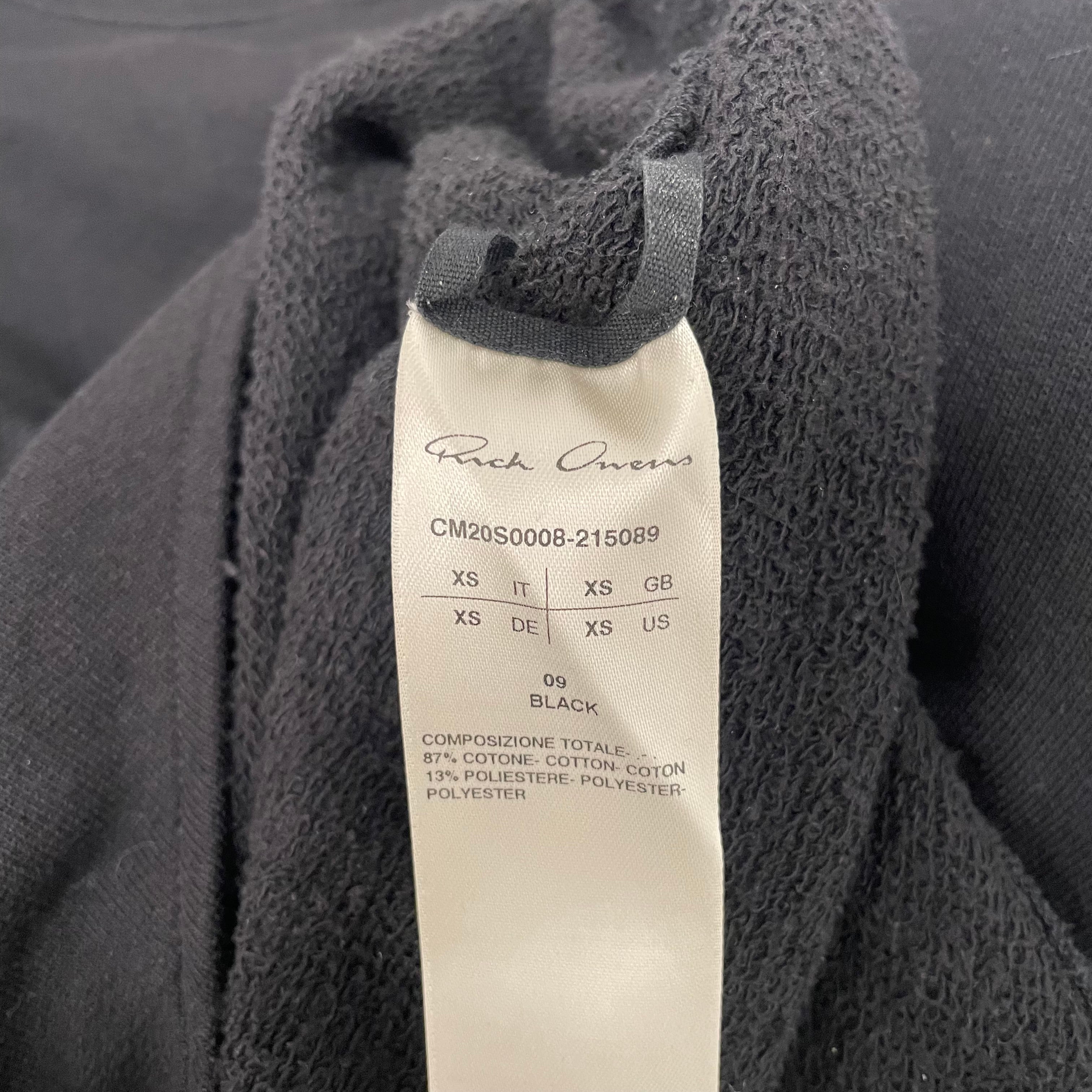 Rick Owens/Champion/Sweatshirt/XS/Cotton/BLK/BODYSUIT SWEATSHIRT view 3
