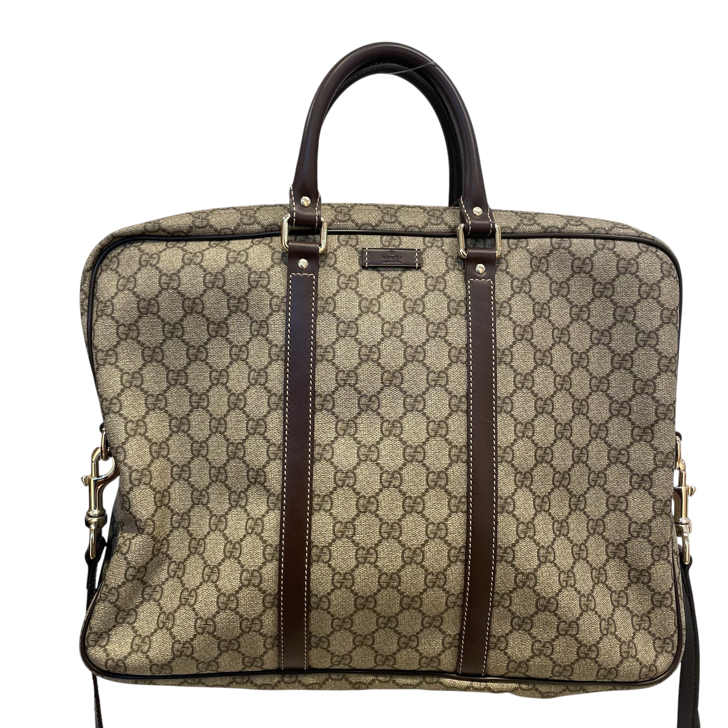 GUCCI/Cross Body Bag/Monogram/Leather/CRM/briefcase travel bag view 2