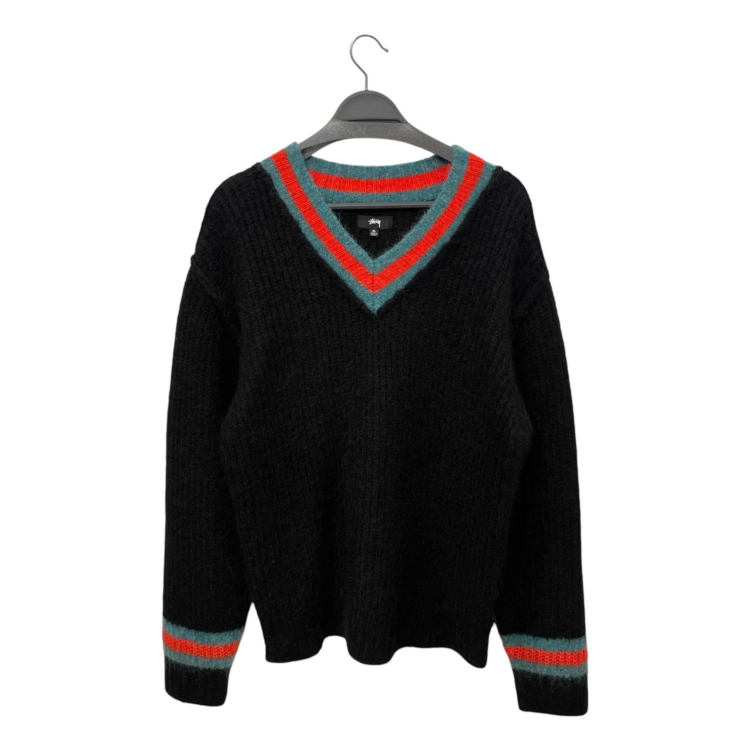 STUSSY/Sweater/XL/Wool/BLK/mohair tennis sweater view 1