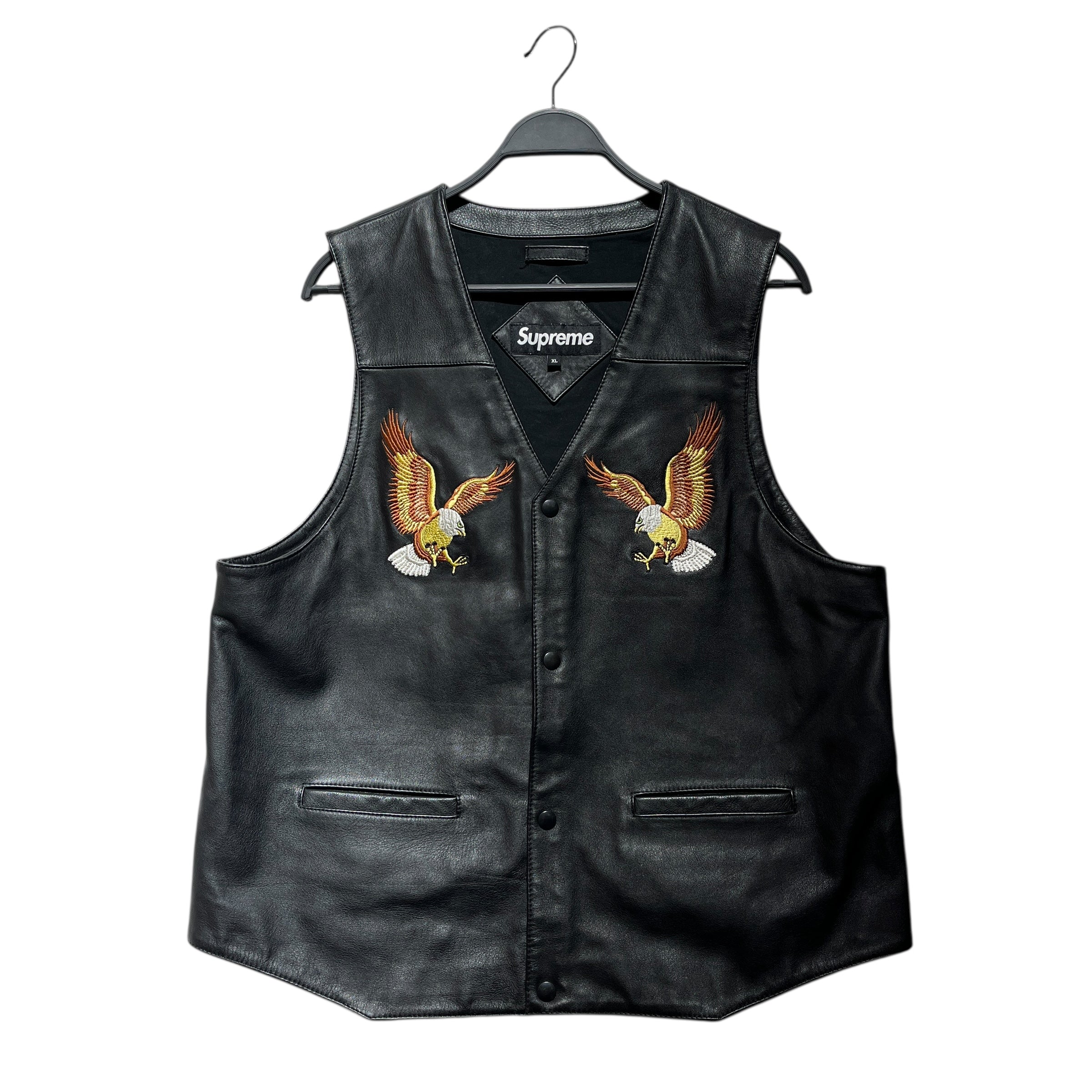 Supreme/Vest/L/Leather/BLK/EAGLE EMBROIDERY view 1
